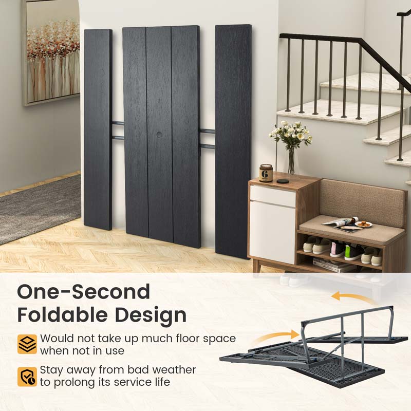 6 FT HDPE Folding Picnic Table Bench Set for 8 Person, Outdoor Large Picnic Table with Umbrella Hole & Metal Frame