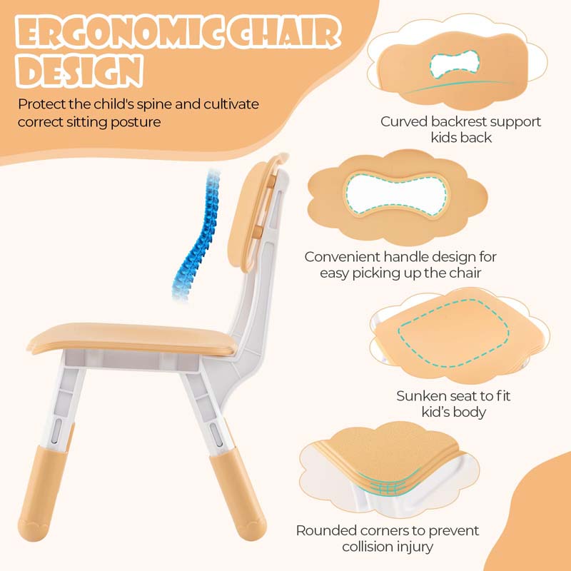 Height Adjustable Kids Table and Chairs Set of 4, Children Play Table with Graffiti Desktop, Toddler Art Study Multi-Activity Table Set for Daycare Playroom