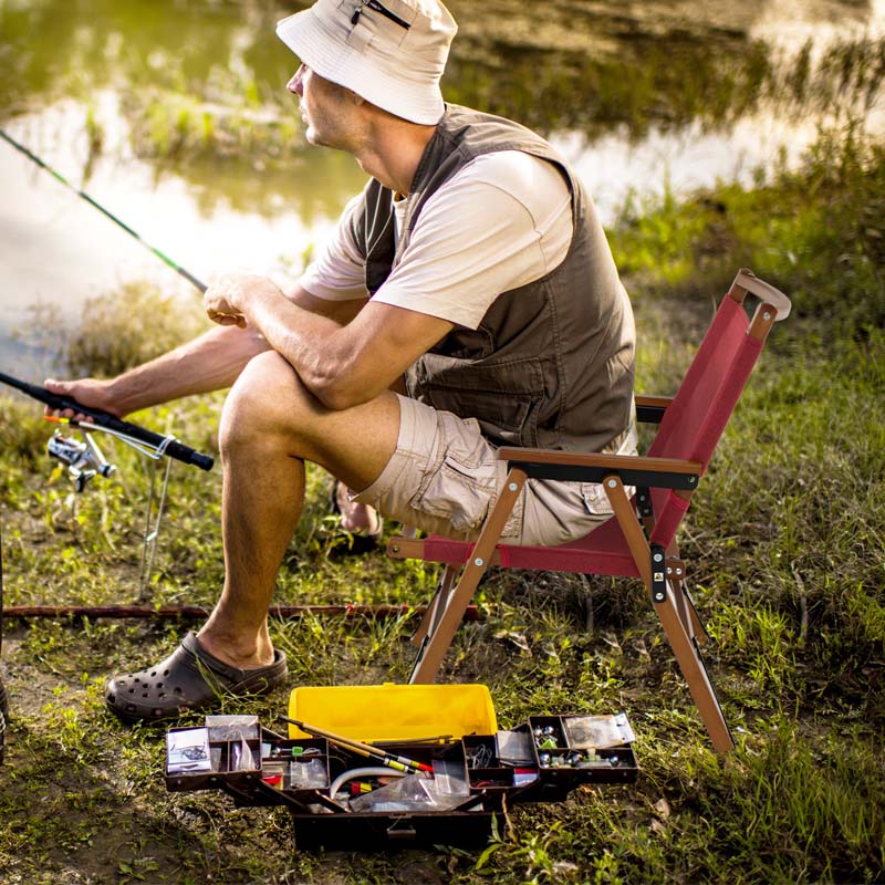 2-Pack Ultralight Bamboo Patio Folding Camping Beach Chairs, Portable Outdoor Lawn Chairs for Backpacking Hiking Fishing Picnic