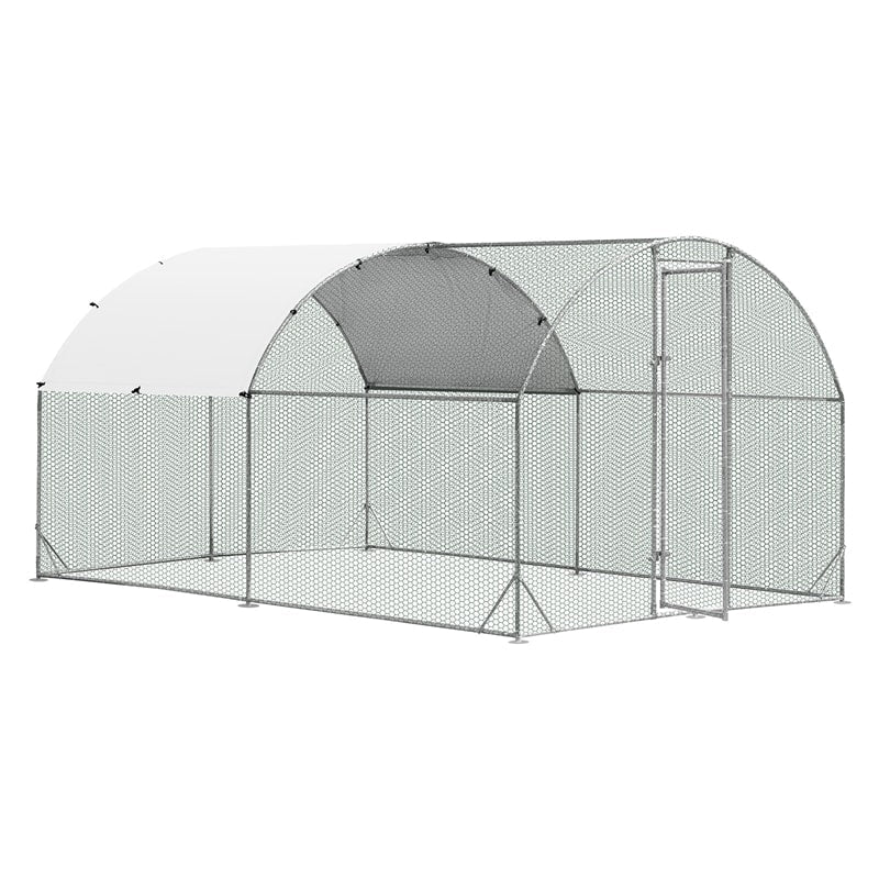 12.5 FT Large Metal Chicken Coop Walk-in Dome Poultry Cage Hen Run House Rabbits Habitat Cage with Cover