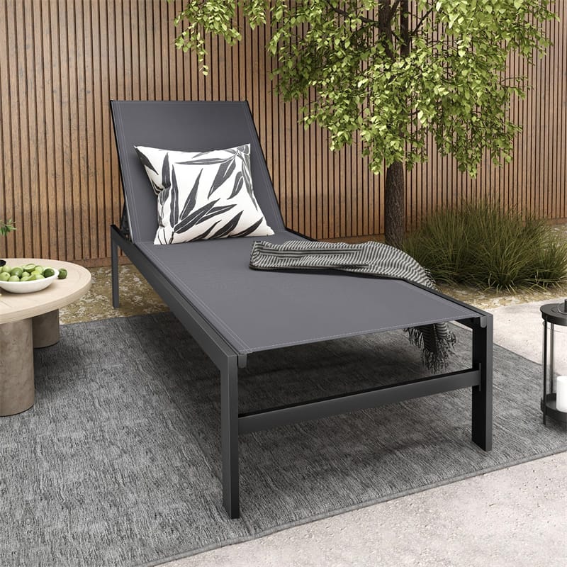 Quick-drying Fabric Sun Lounger for Pool Deck Patio Beach Lawn, 6-Position Aluminium Outdoor Chaise Lounge Chair