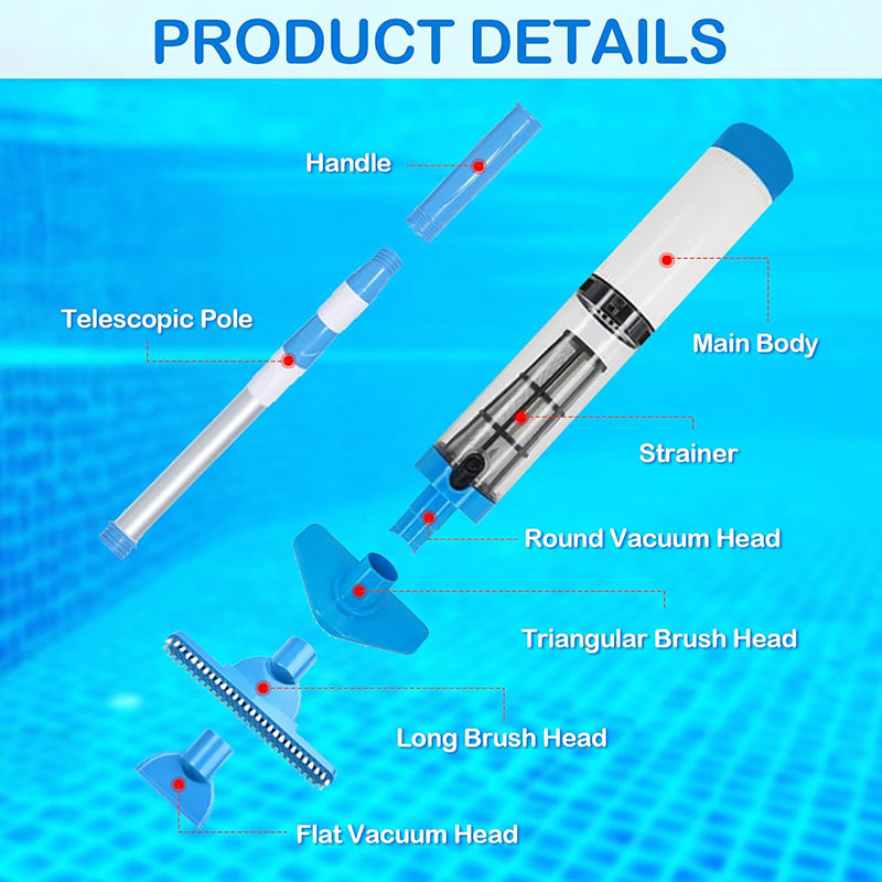 3 in 1 Cordless Pool Vacuum Cleaner | Rechargeable, Powerful Suction & Ideal for Effortless Pool Cleaning