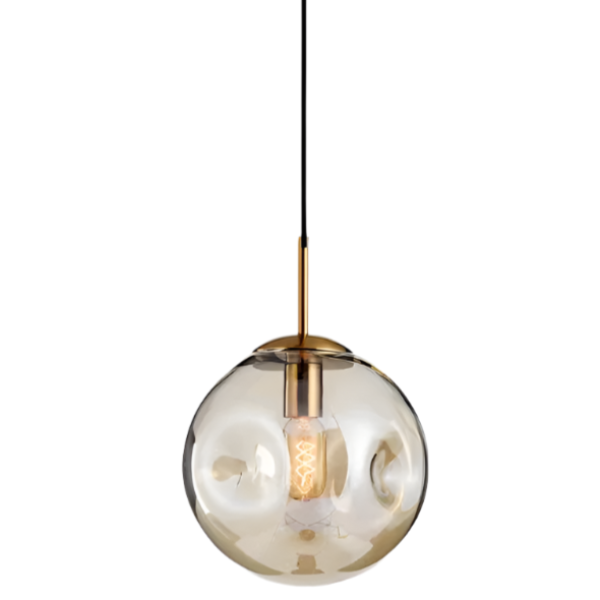 Glass Spherical Pendant Light Fixture - Modern Hanging Lamp for Kitchen, Dining Room & Living Spaces