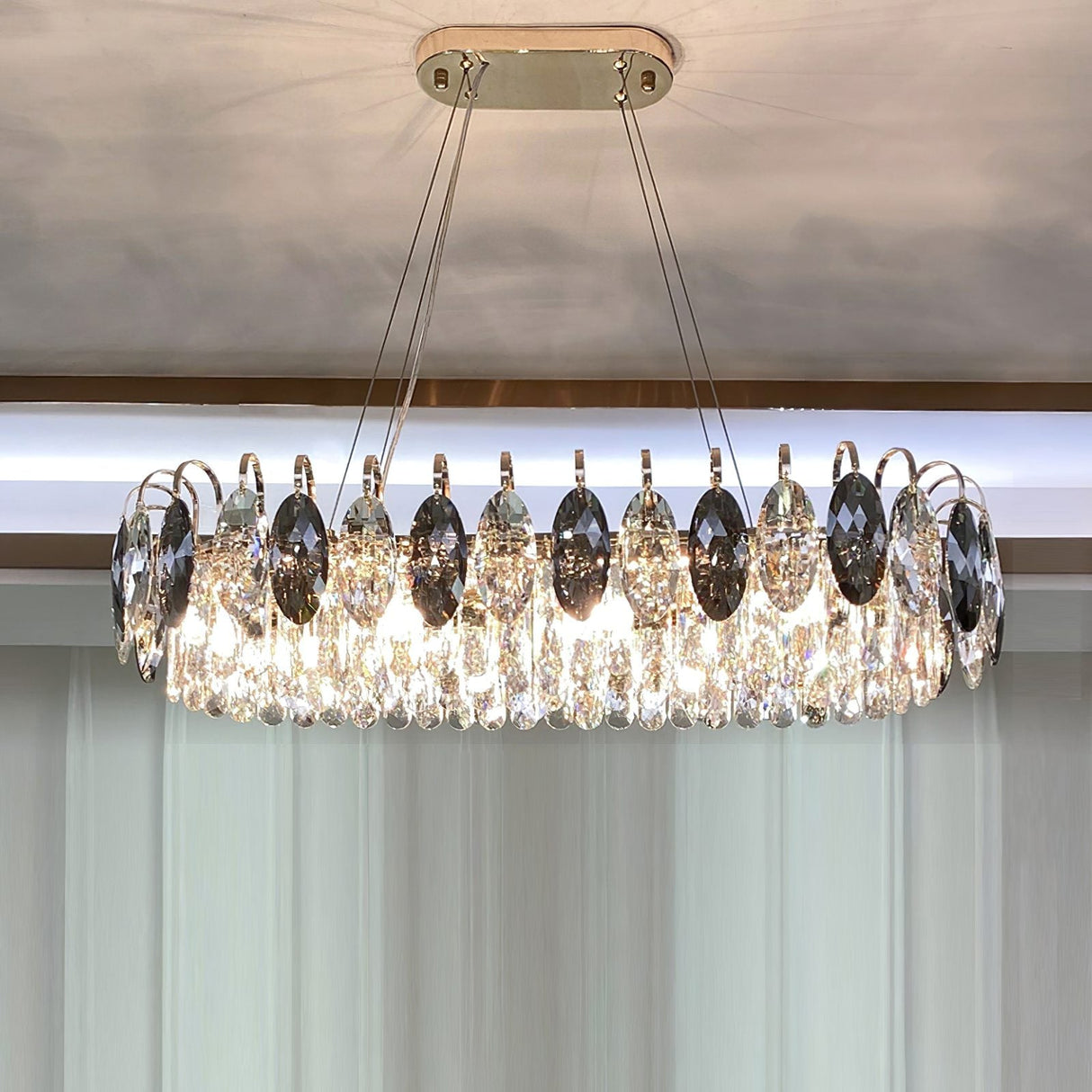 K9 Crystal Chandelier Light Fixture - Modern Hanging Pendant for Dining Room & Living Room Decor