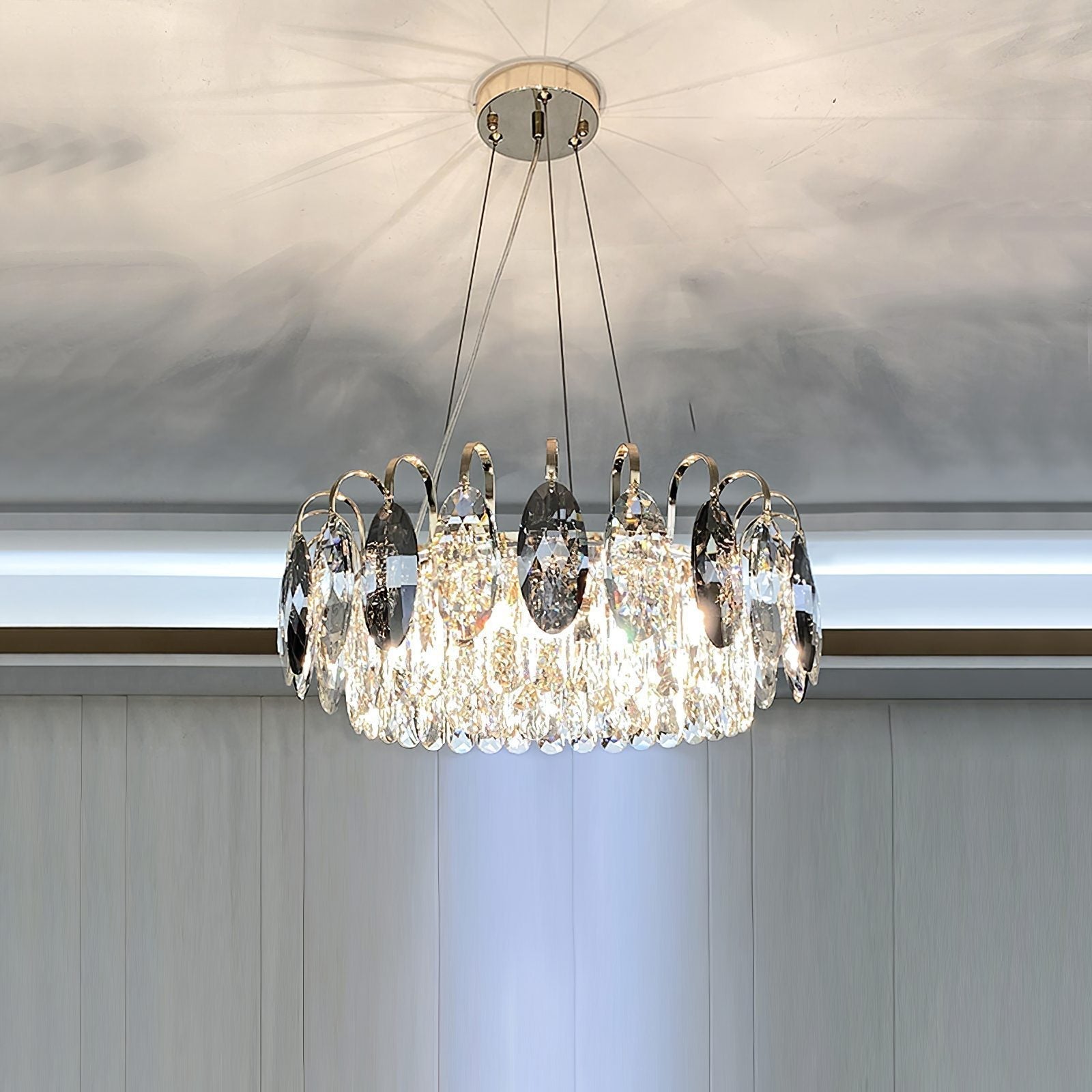 K9 Crystal Chandelier Light Fixture - Modern Hanging Pendant for Dining Room & Living Room Decor