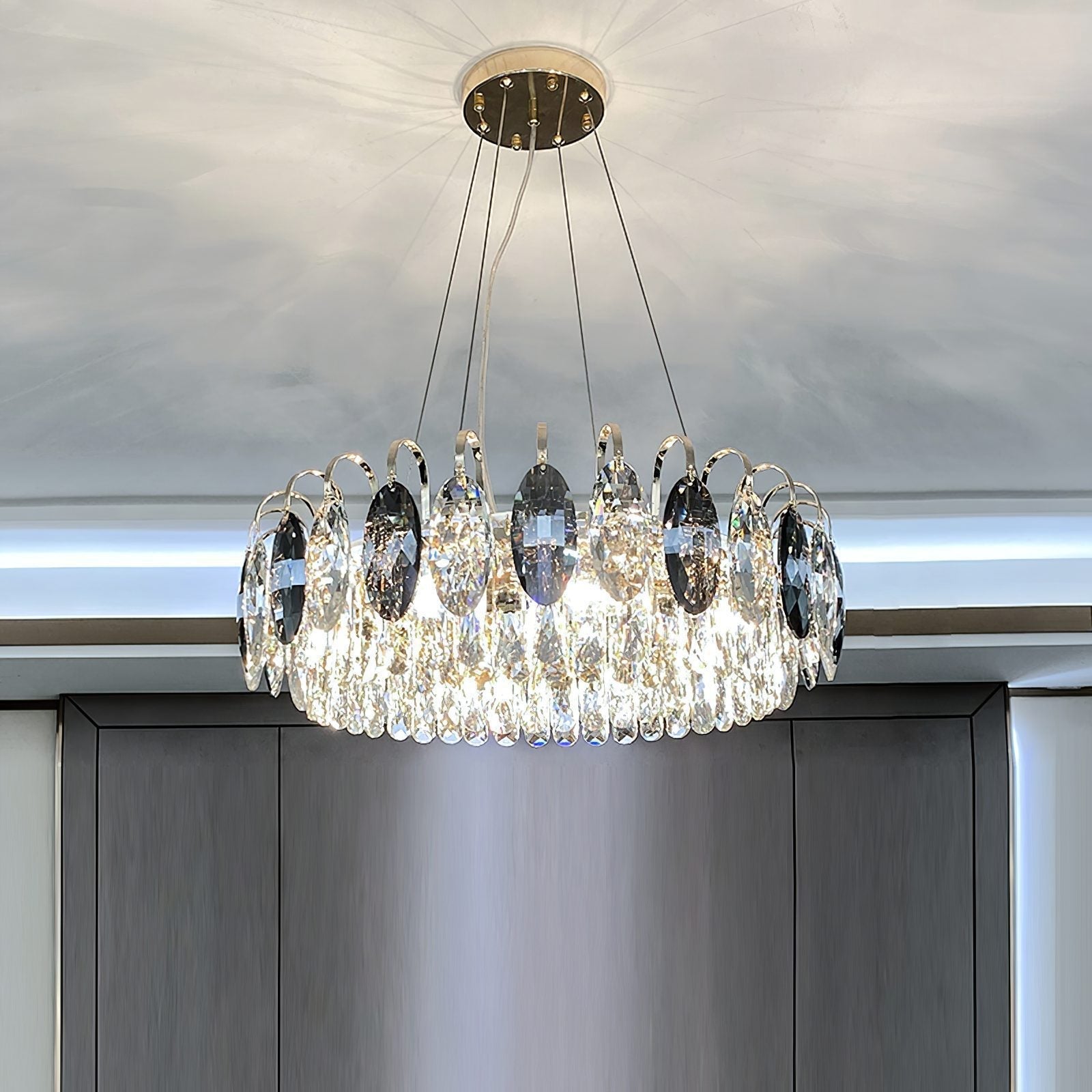 K9 Crystal Chandelier Light Fixture - Modern Hanging Pendant for Dining Room & Living Room Decor