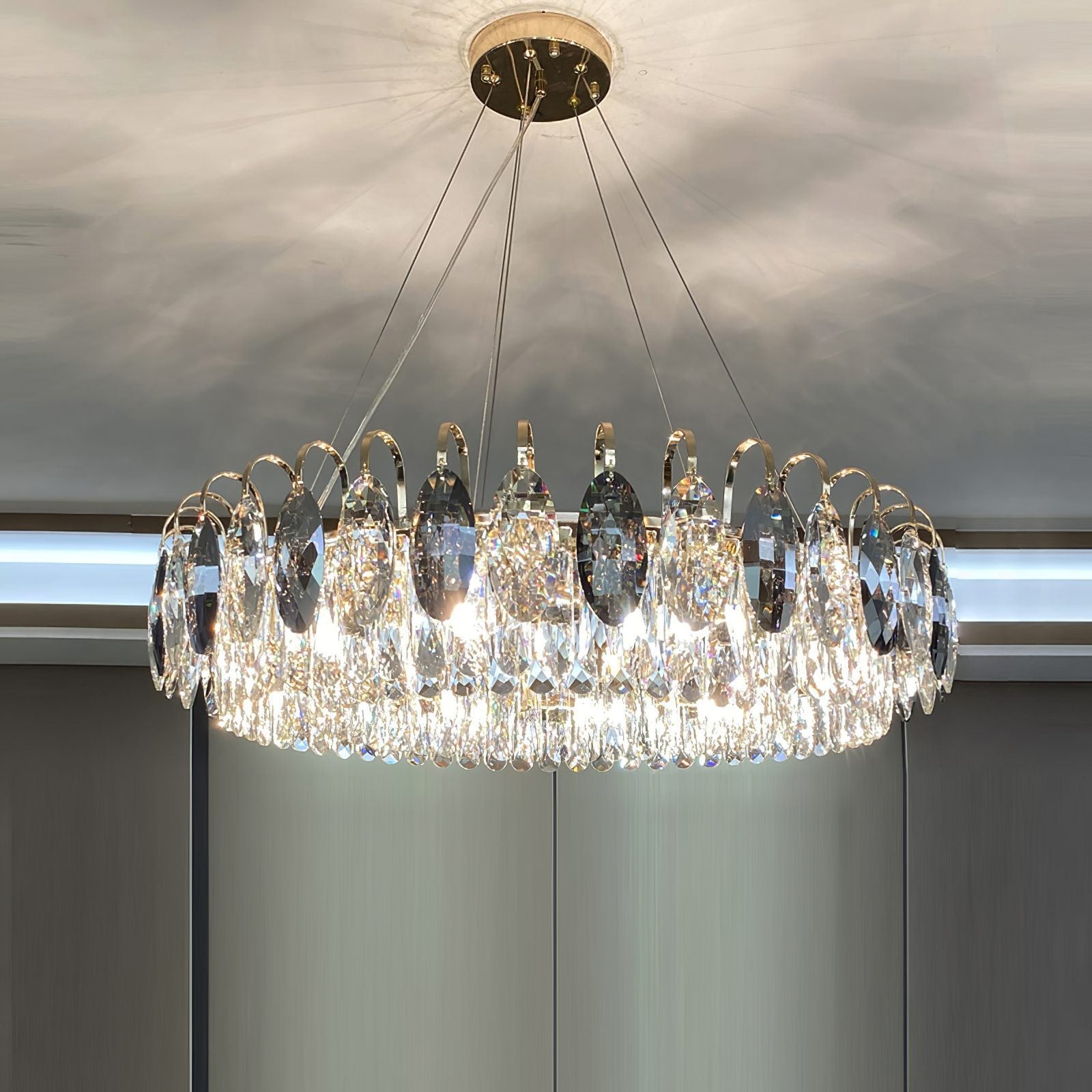 K9 Crystal Chandelier Light Fixture - Modern Hanging Pendant for Dining Room & Living Room Decor