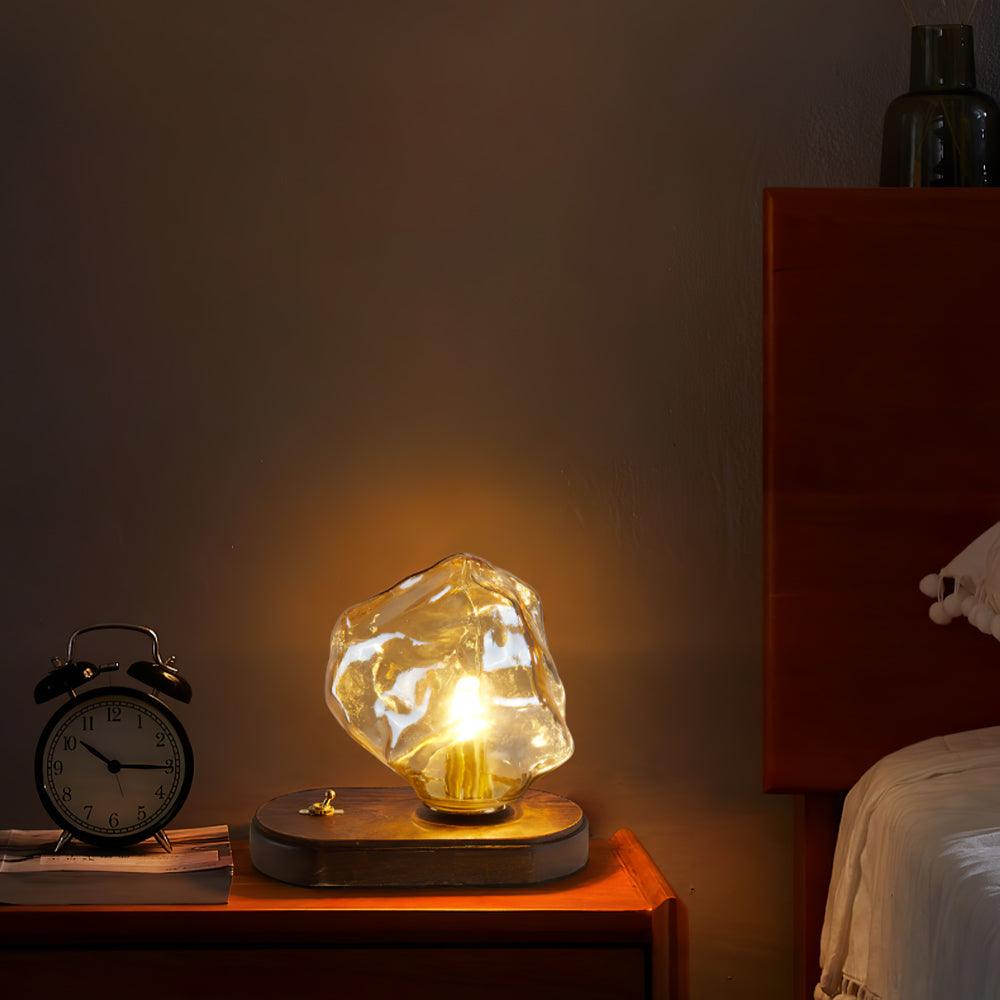 Glass Block Table Lamp | Modern Design with Clear Glass | Ideal for Living Room & Bedroom Lighting