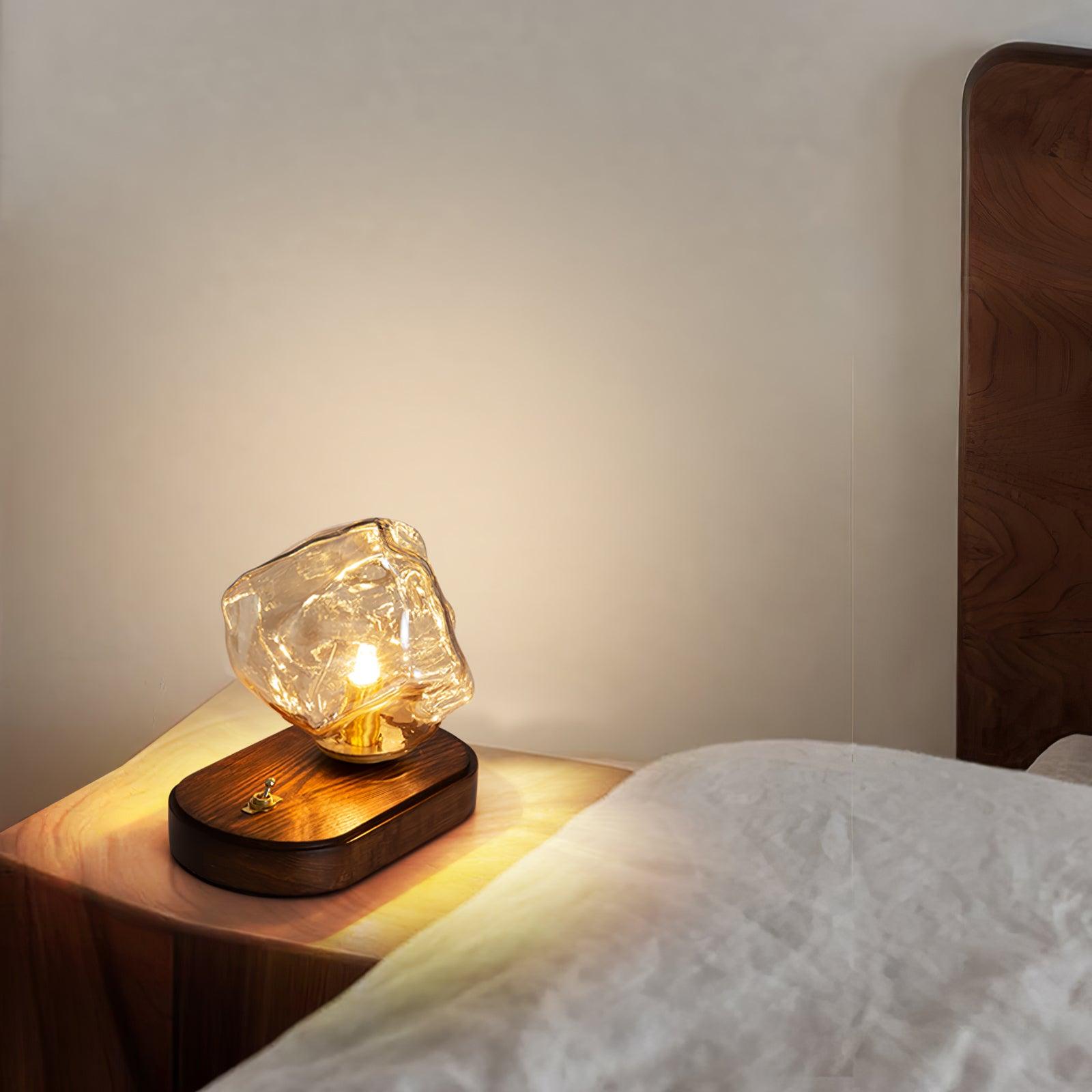 Glass Block Table Lamp | Modern Design with Clear Glass | Ideal for Living Room & Bedroom Lighting