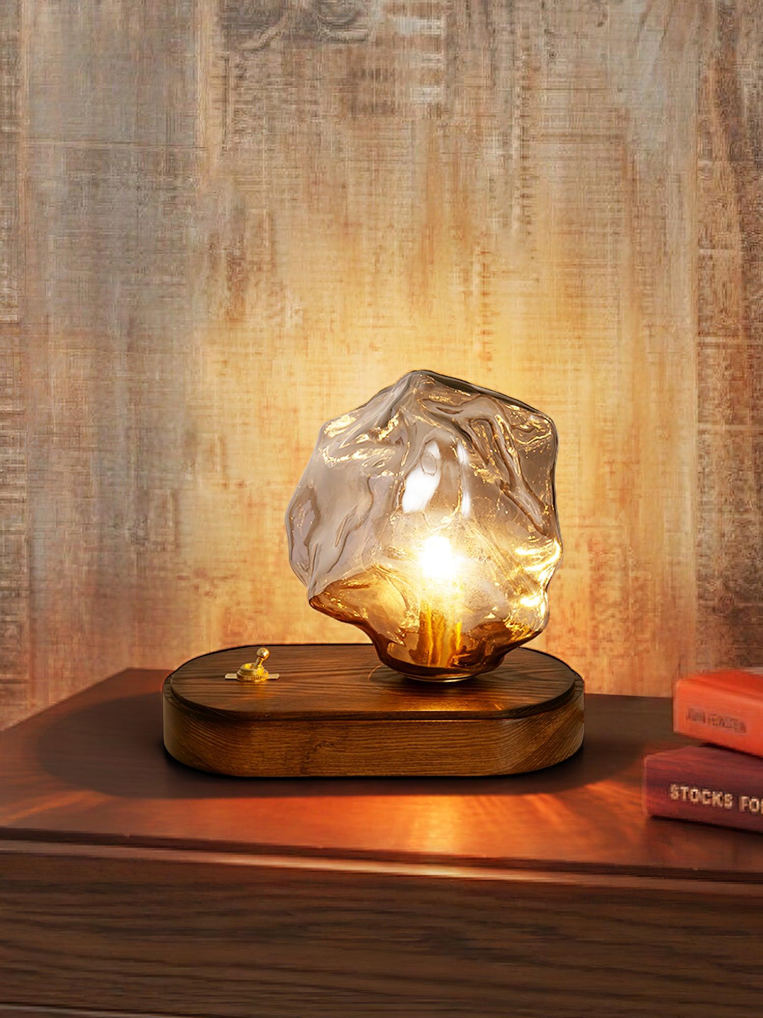 Glass Block Table Lamp | Modern Design with Clear Glass | Ideal for Living Room & Bedroom Lighting