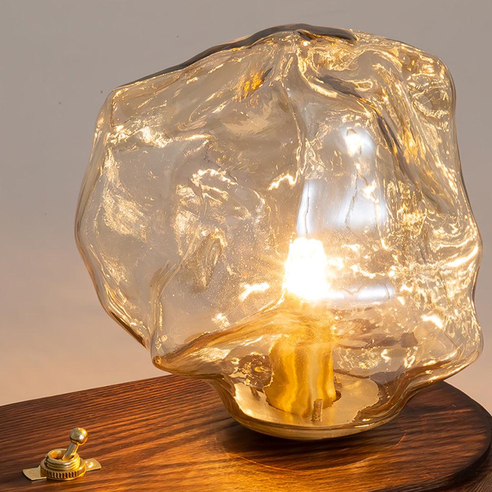 Glass Block Table Lamp | Modern Design with Clear Glass | Ideal for Living Room & Bedroom Lighting