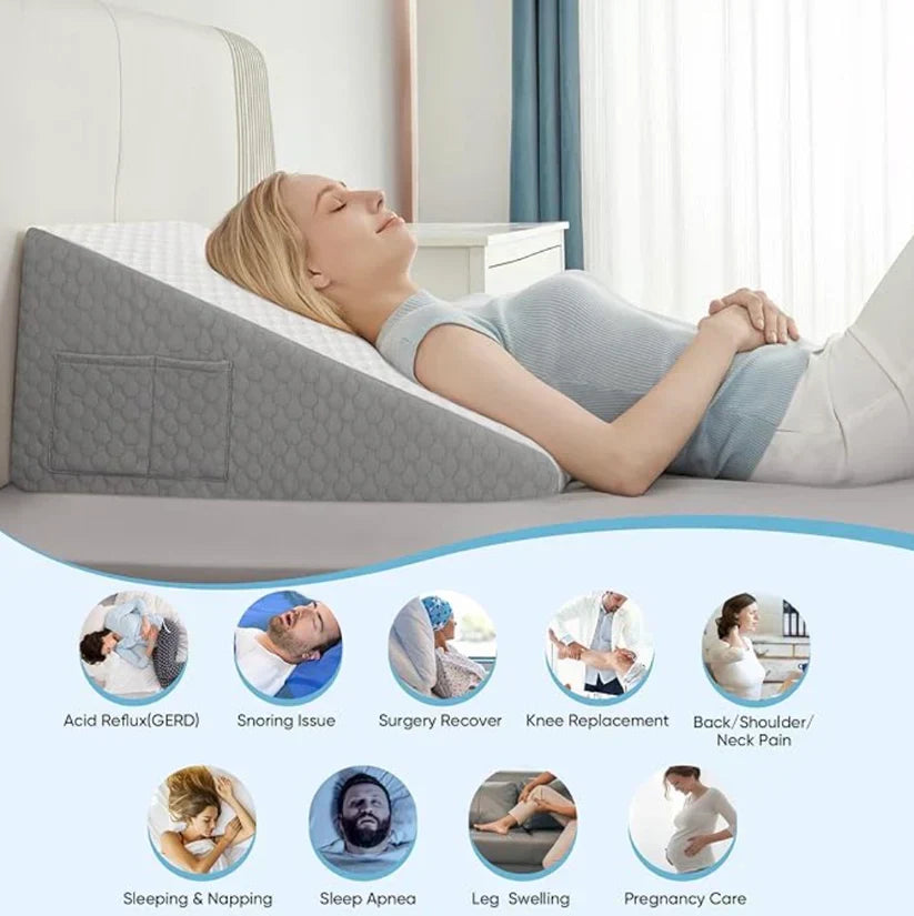 Wedge Pillow for Sleep Apnea | Elevates Head, Reduces Snoring & Acid Reflux for Restful Sleep