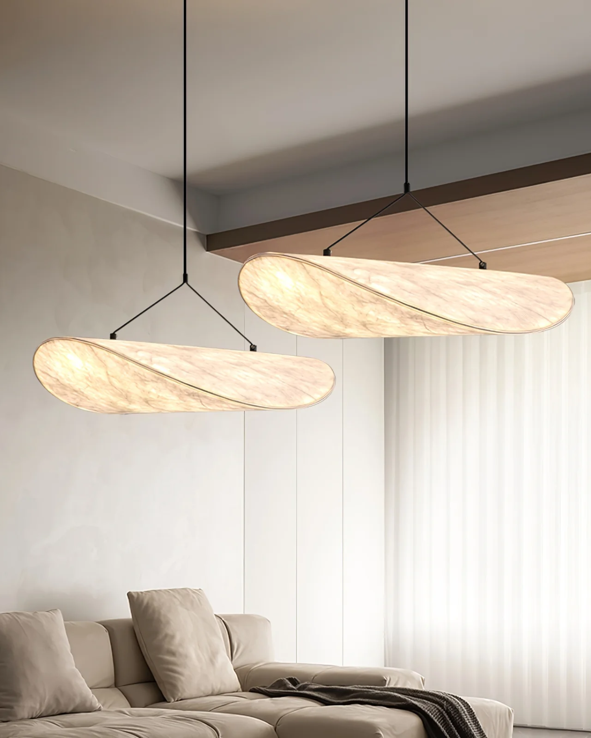 Japandi Style Table Lamp - Modern Minimalist Design with Wooden Base - Perfect for Living Room & Bedroom Decor