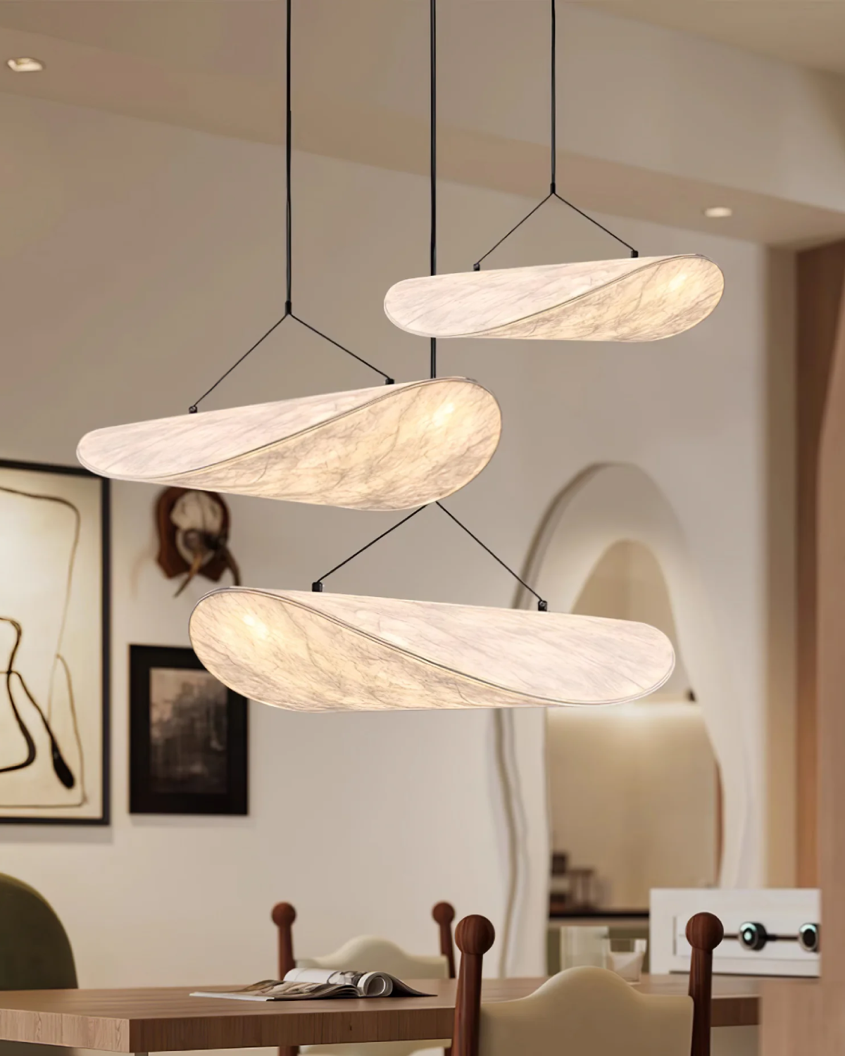 Japandi Style Table Lamp - Modern Minimalist Design with Wooden Base - Perfect for Living Room & Bedroom Decor