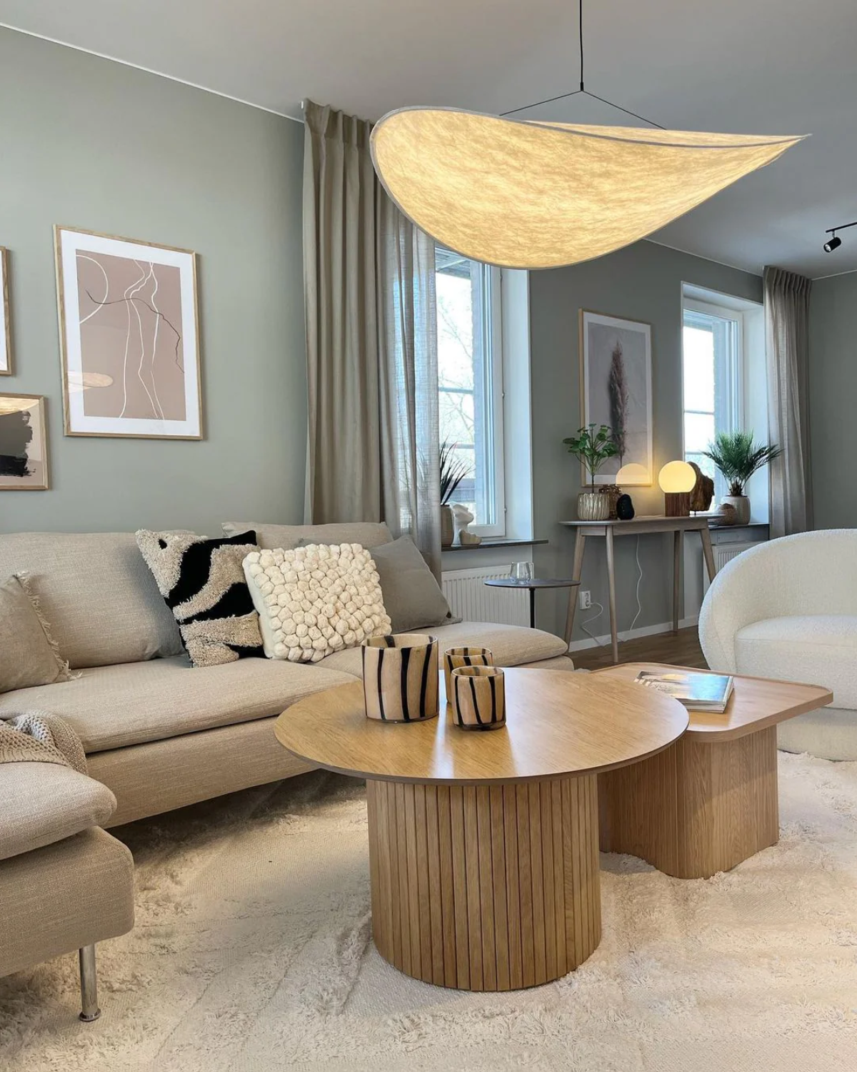 Japandi Style Table Lamp - Modern Minimalist Design with Wooden Base - Perfect for Living Room & Bedroom Decor