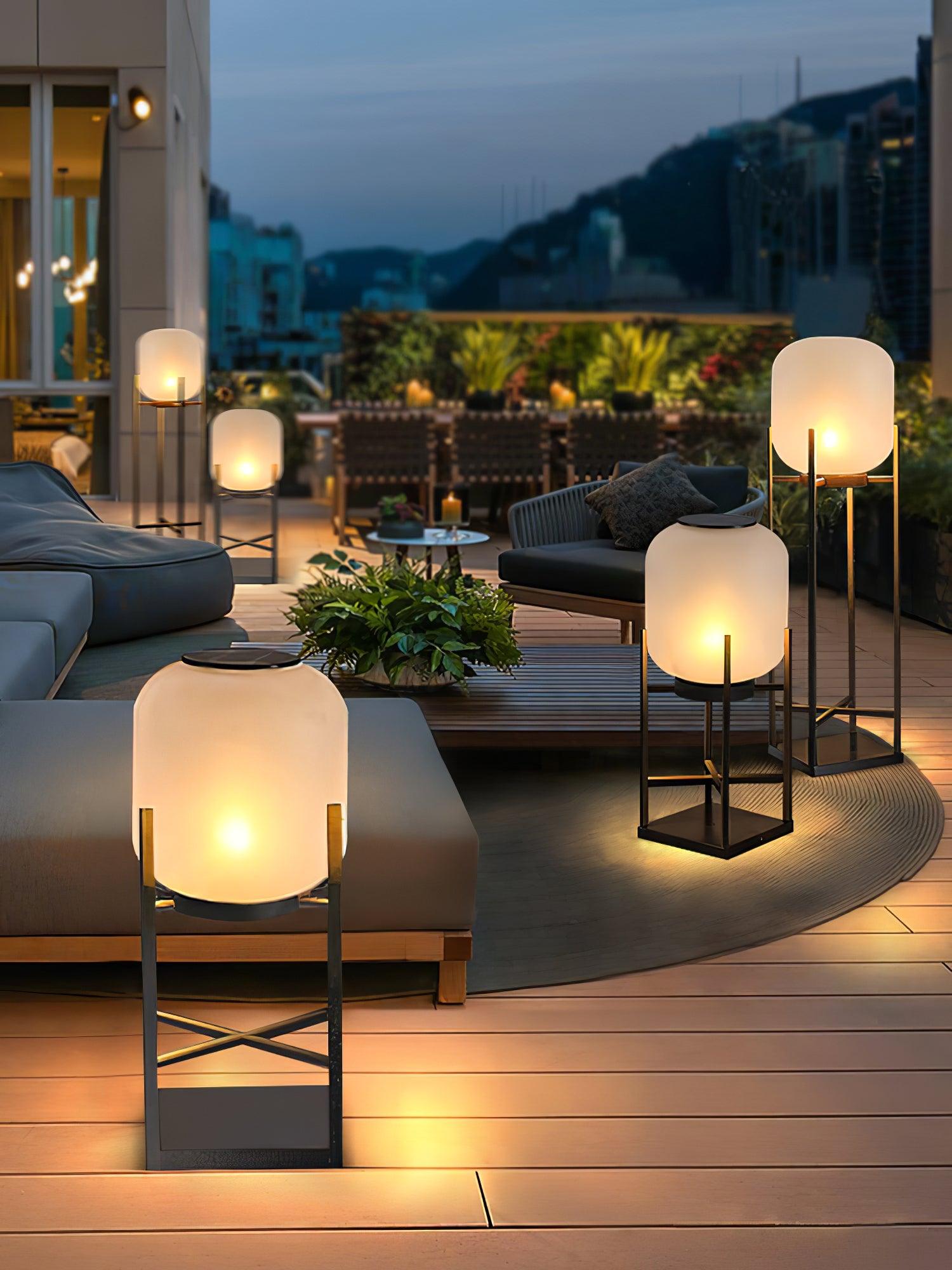 Solar Floor Lamp Lantern - Waterproof LED Outdoor Lighting for Patios, Gardens, and Backyards