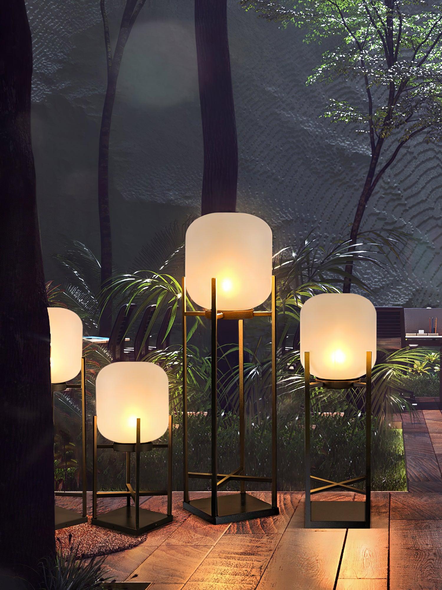 Solar Floor Lamp Lantern - Waterproof LED Outdoor Lighting for Patios, Gardens, and Backyards