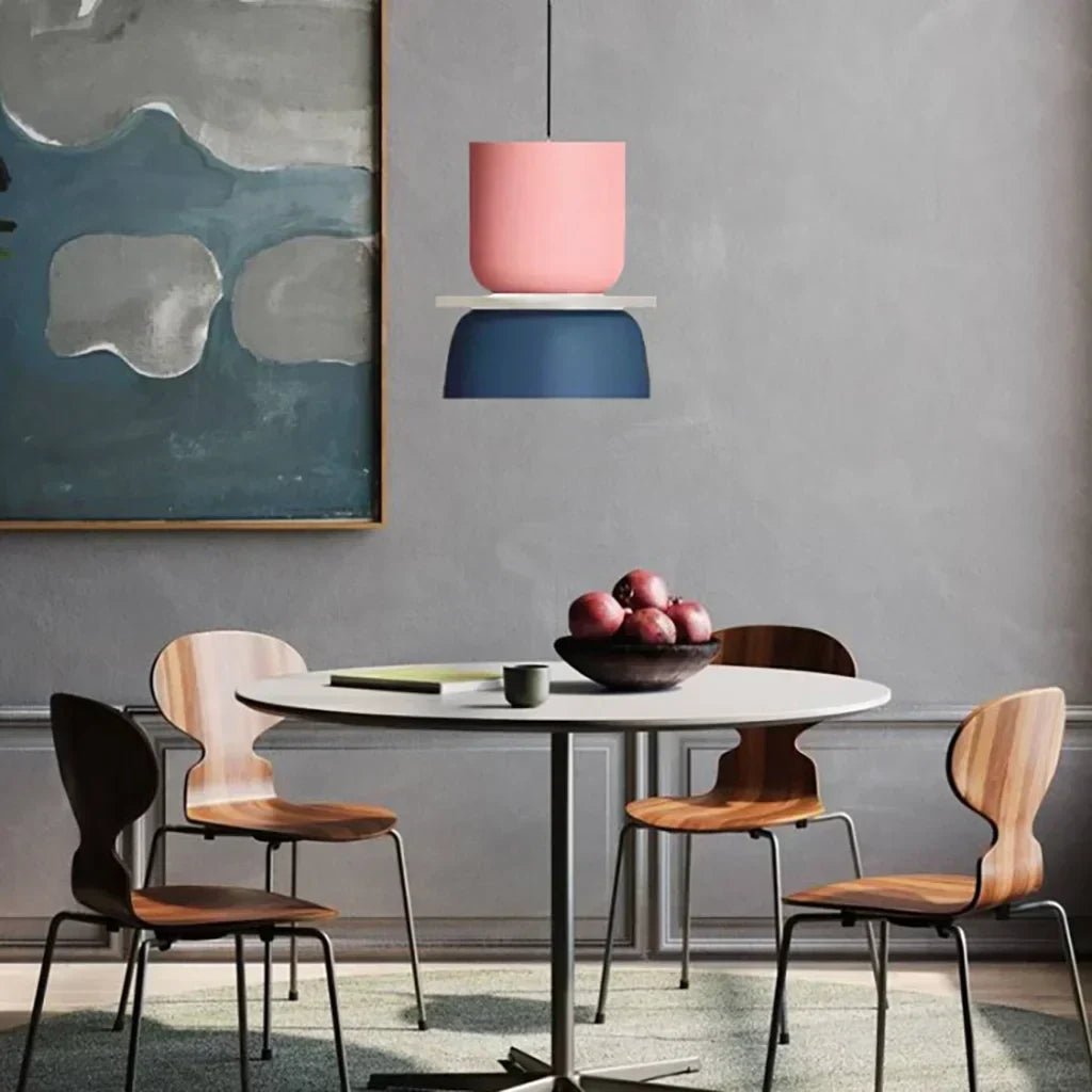 Nordic Color Block Pendant Light Fixture - Modern Hanging Lamp for Kitchen & Dining Room