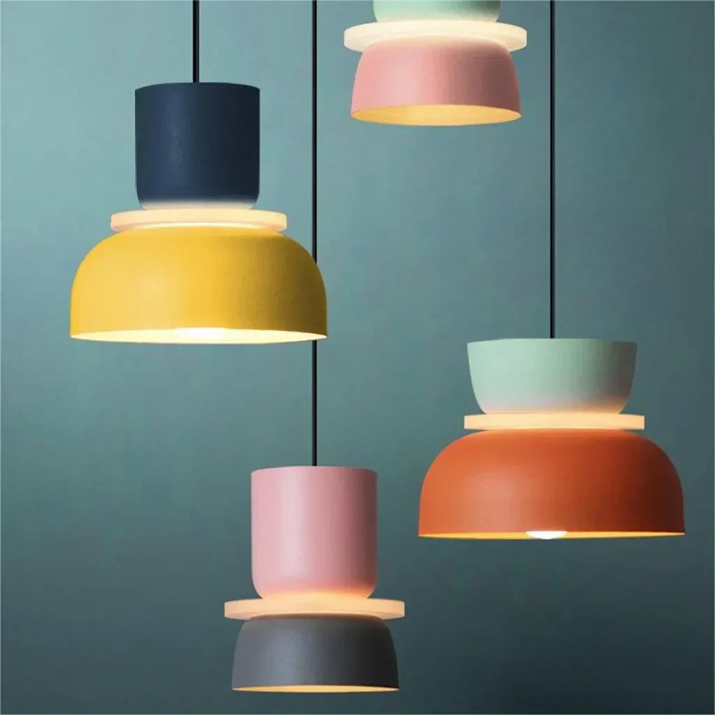 Nordic Color Block Pendant Light Fixture - Modern Hanging Lamp for Kitchen & Dining Room