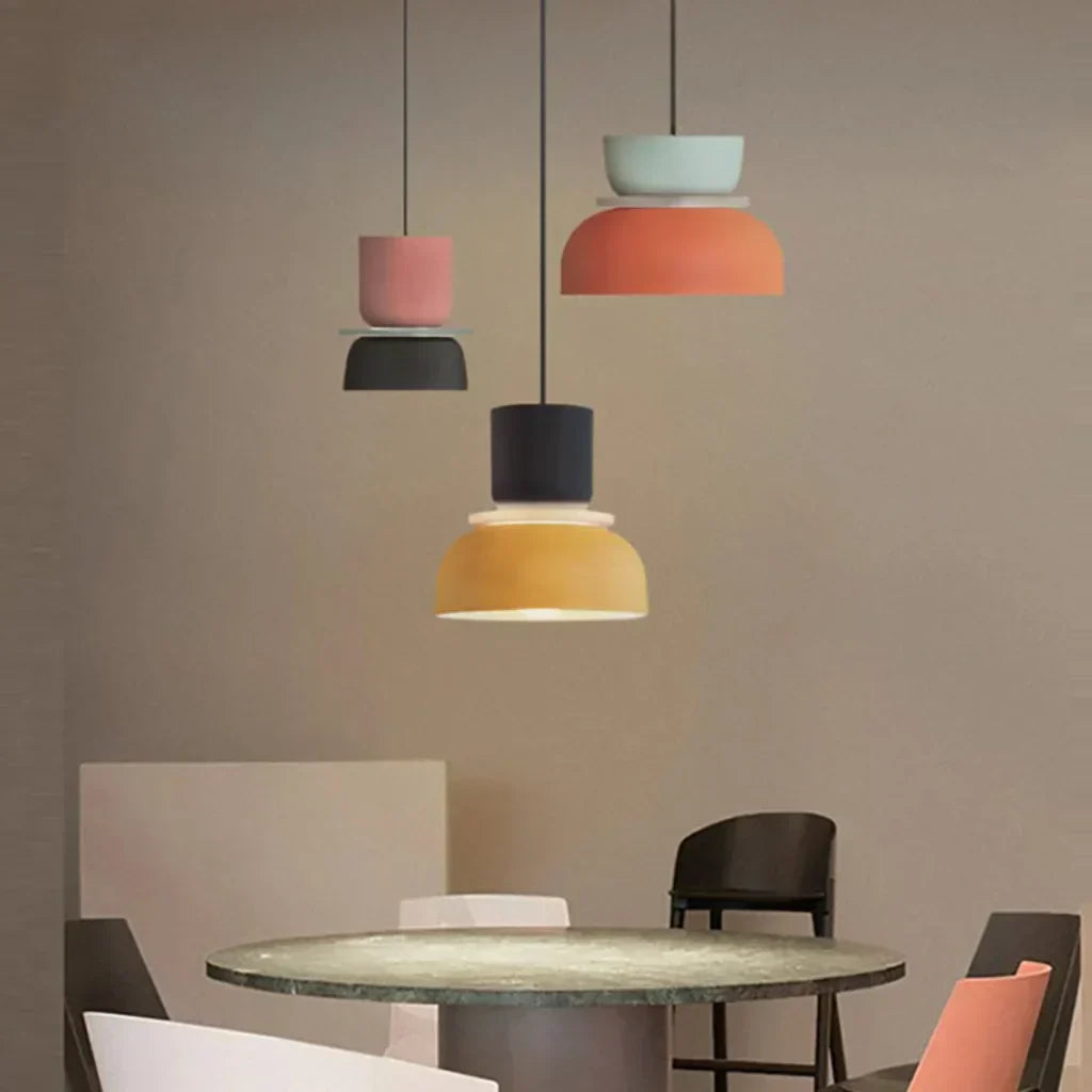 Nordic Color Block Pendant Light Fixture - Modern Hanging Lamp for Kitchen & Dining Room
