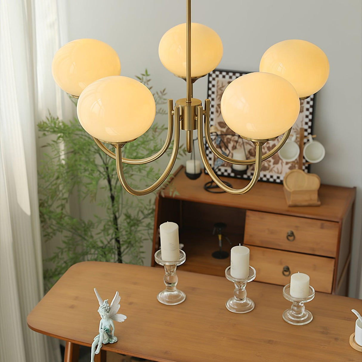 LED Marshmallow Chandelier Light Fixture - Modern White Pendant Lighting for Dining Room & Living Room Decor