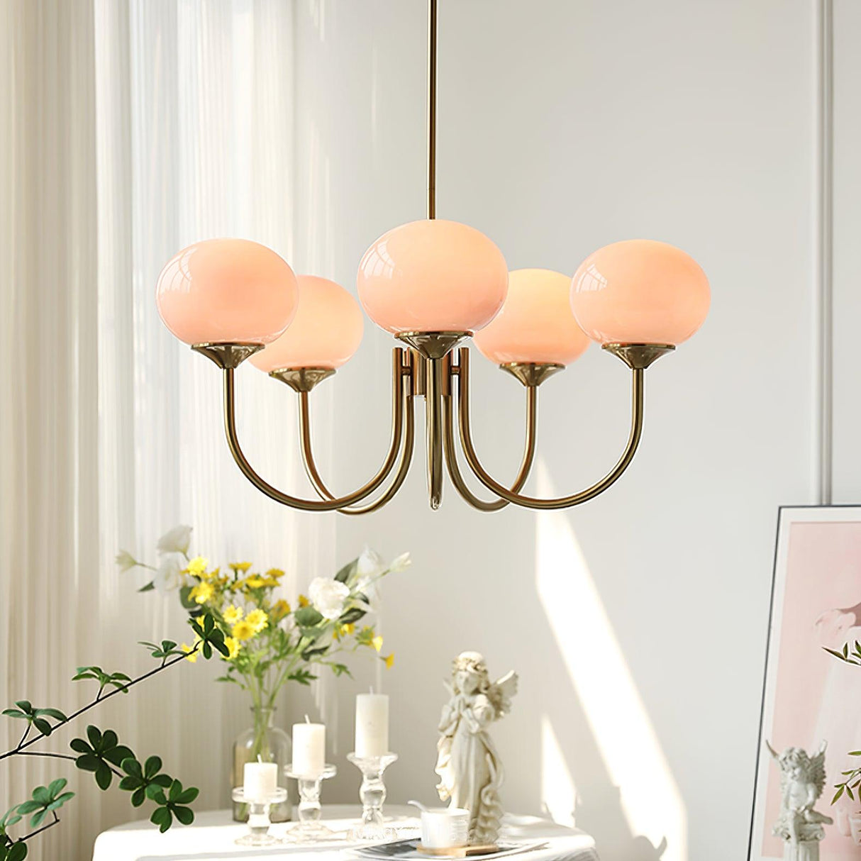LED Marshmallow Chandelier Light Fixture - Modern White Pendant Lighting for Dining Room & Living Room Decor