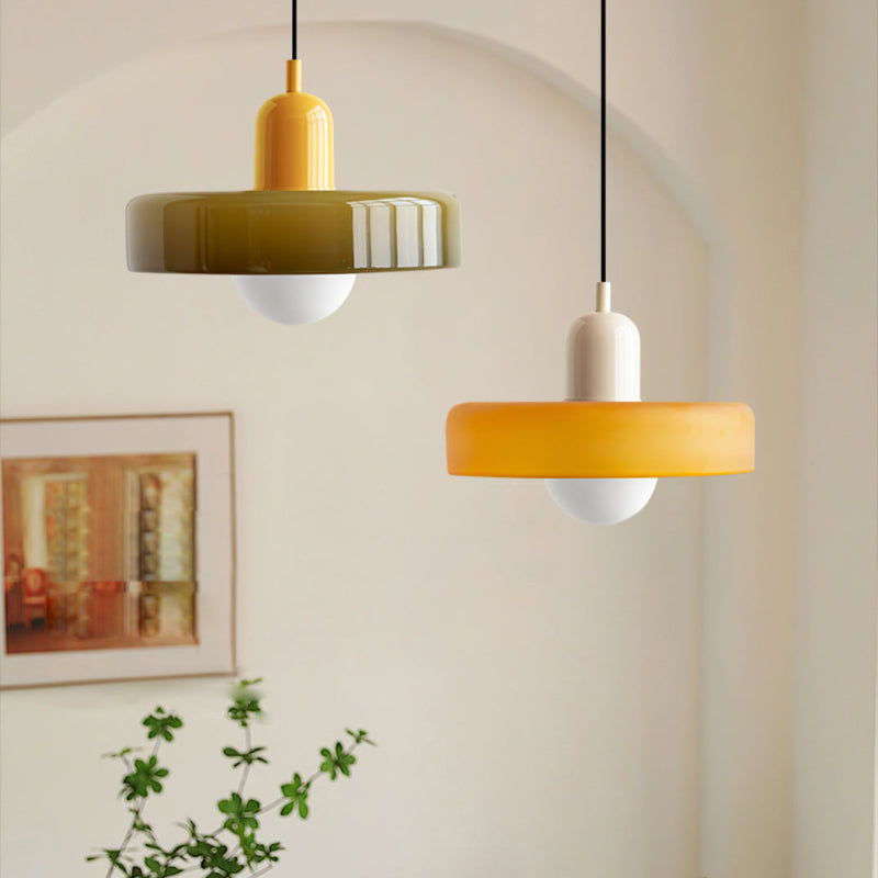 Scandi Bauhaus Pendant Light – Stylish Orange Ceiling Lamp for Contemporary Spaces