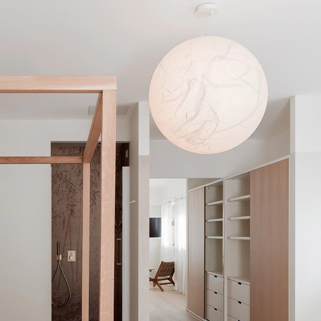 Moon Silk Pendant Lamp - Modern Hanging Light Fixture for Living Room & Dining Room Decor