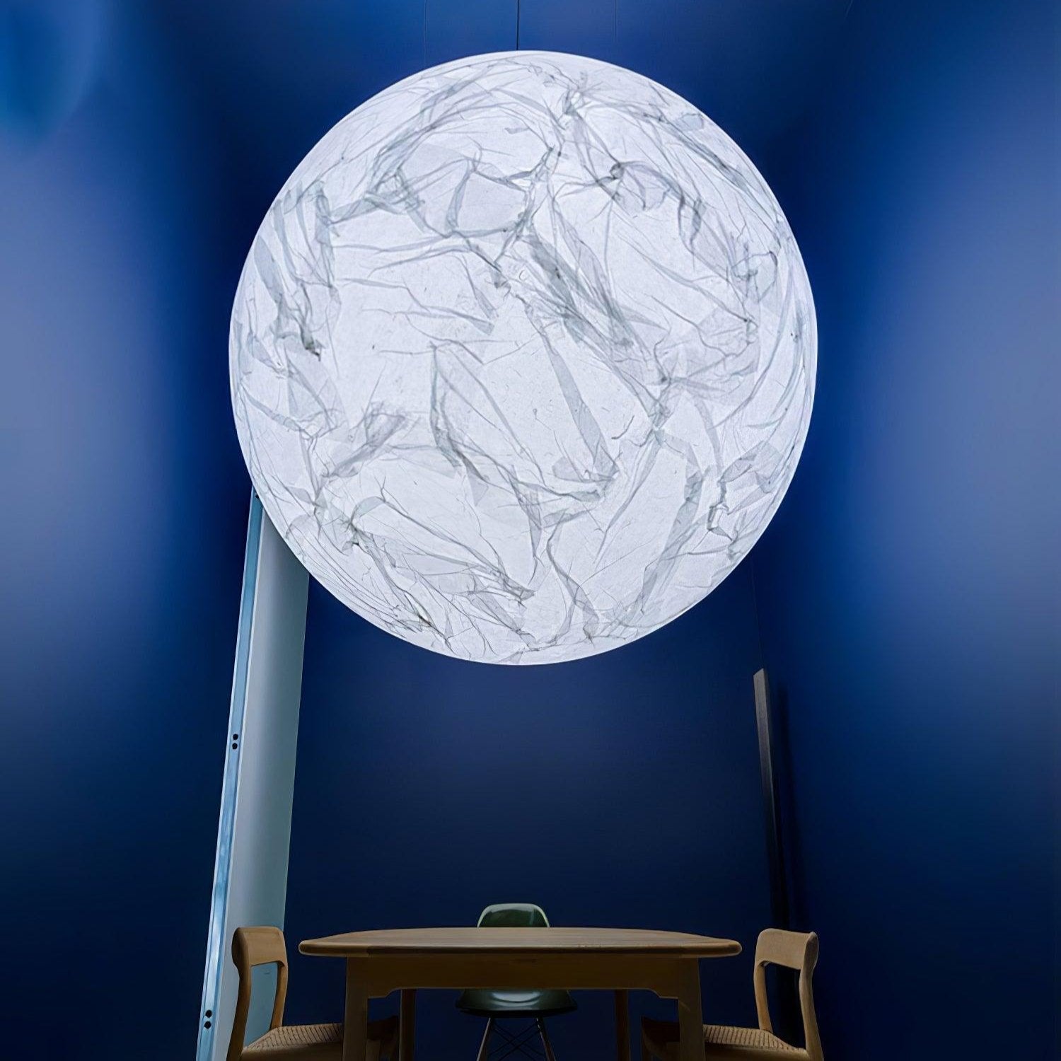 Moon Silk Pendant Lamp - Modern Hanging Light Fixture for Living Room & Dining Room Decor