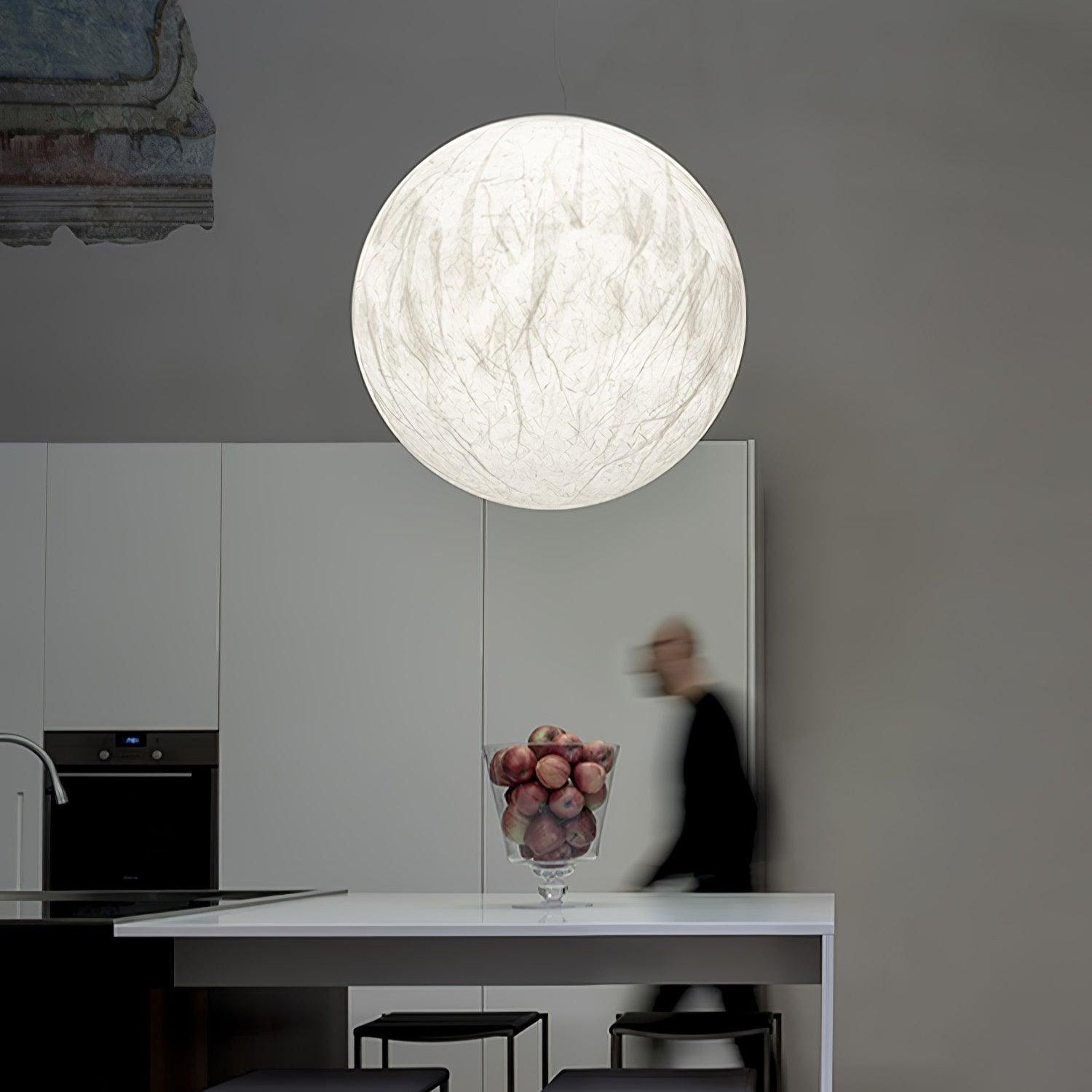 Moon Silk Pendant Lamp - Modern Hanging Light Fixture for Living Room & Dining Room Decor