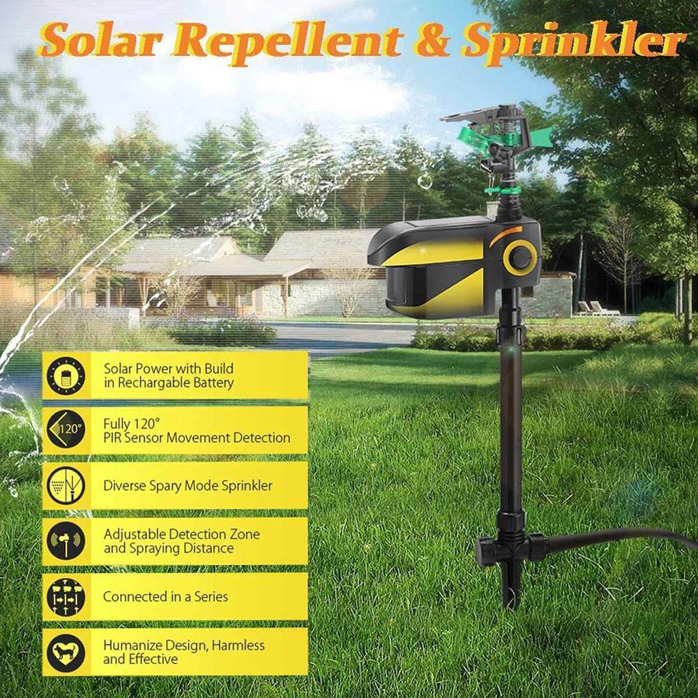 Motion Activated Deer Repellent Sprinkler - Solar Powered Animal Deterrent for Gardens & Lawns