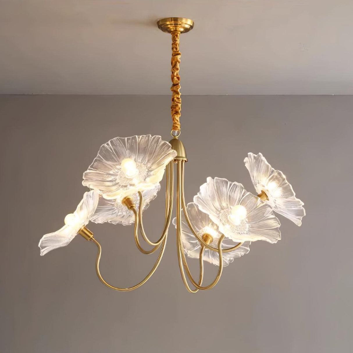 Murano Glass Flower Chandelier with Colorful Petals for Living Room, Dining Room & Entryway Lighting
