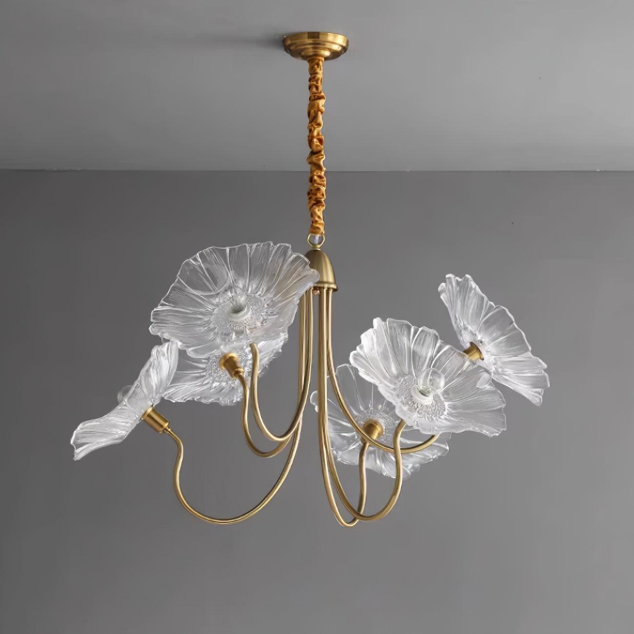 Murano Glass Flower Chandelier with Colorful Petals for Living Room, Dining Room & Entryway Lighting