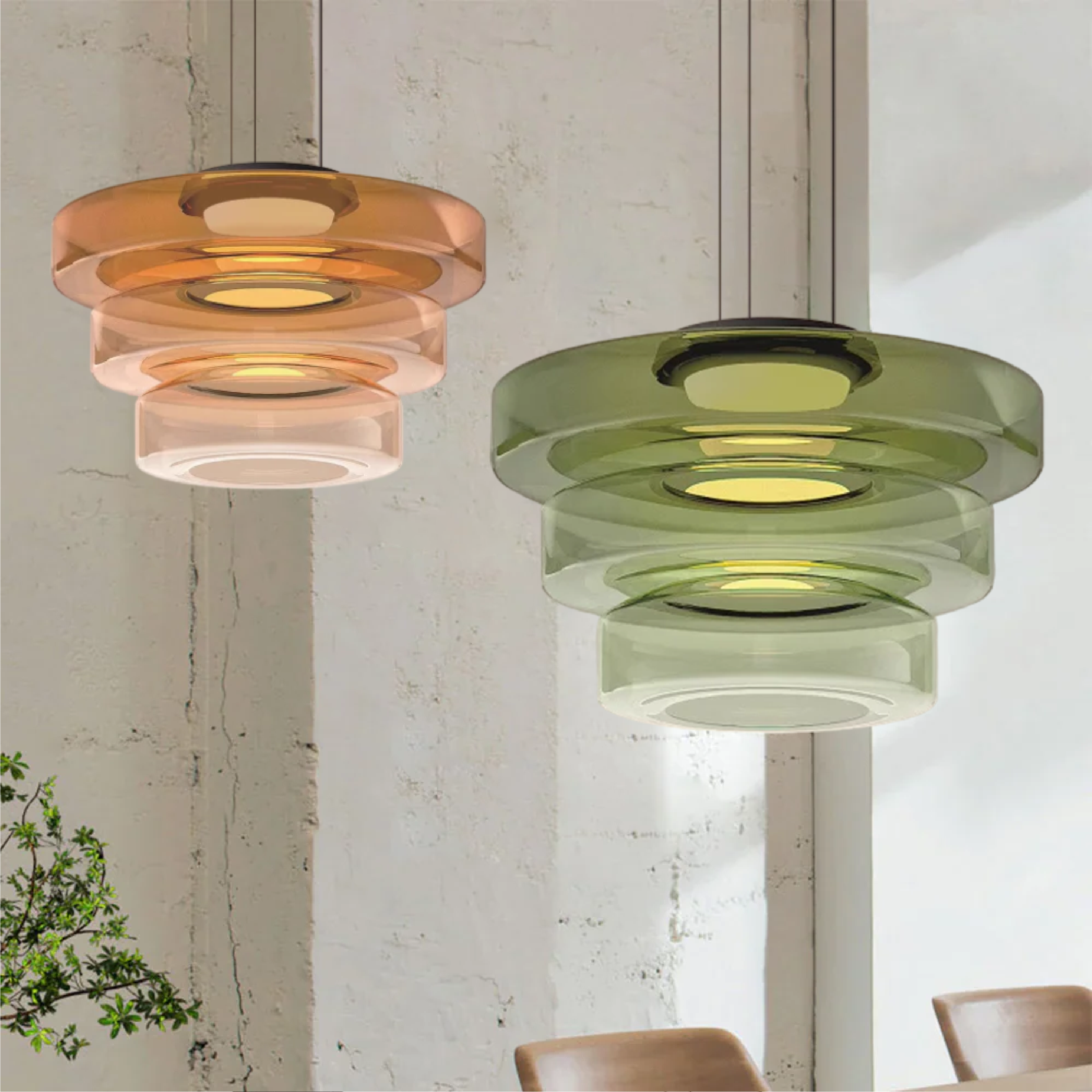 Bauhaus Style Glass Pendant Light Fixture for Kitchen Island & Dining Room