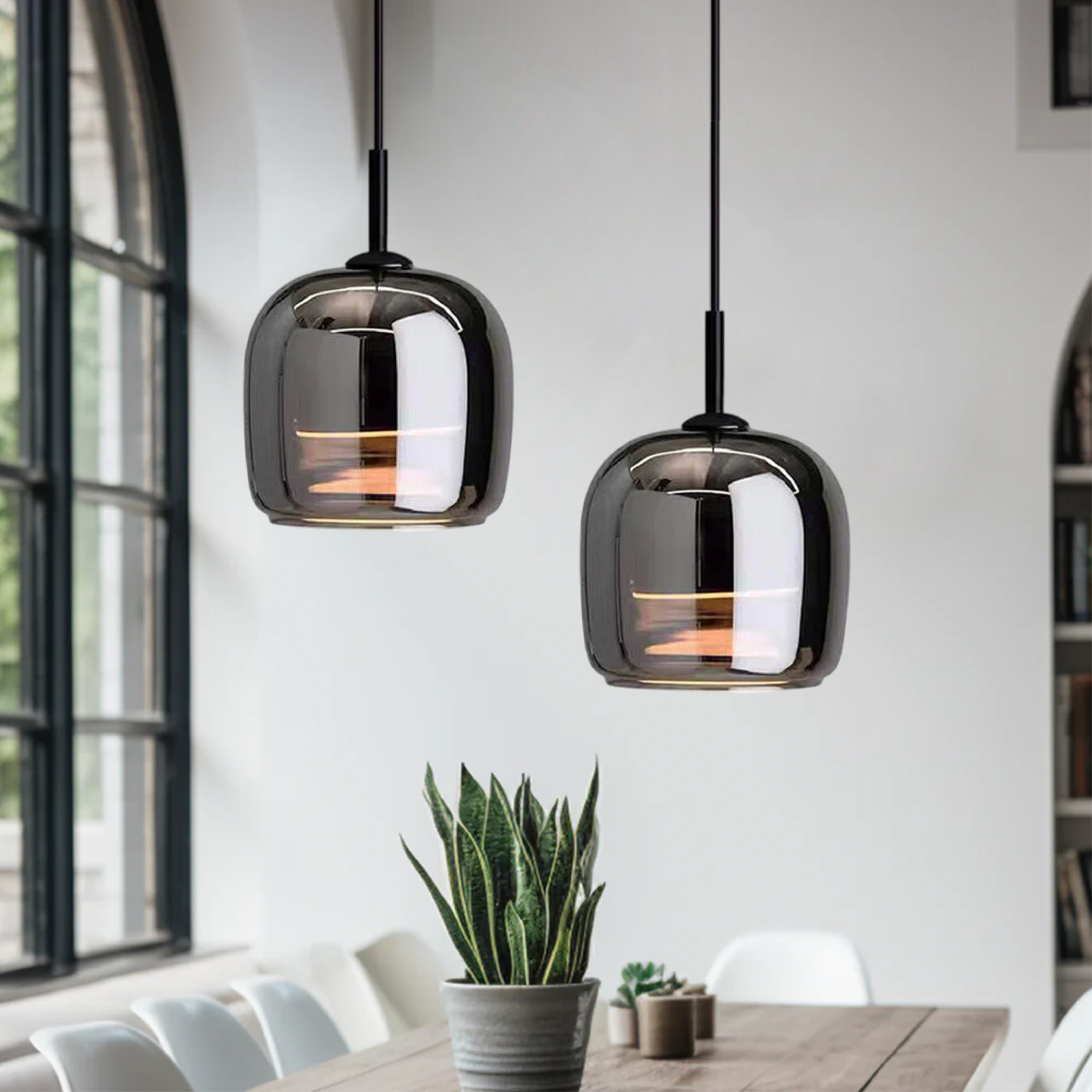 Nordic Black Glass Pendant Light Fixture - Modern Hanging Lamp for Kitchen Island & Dining Room