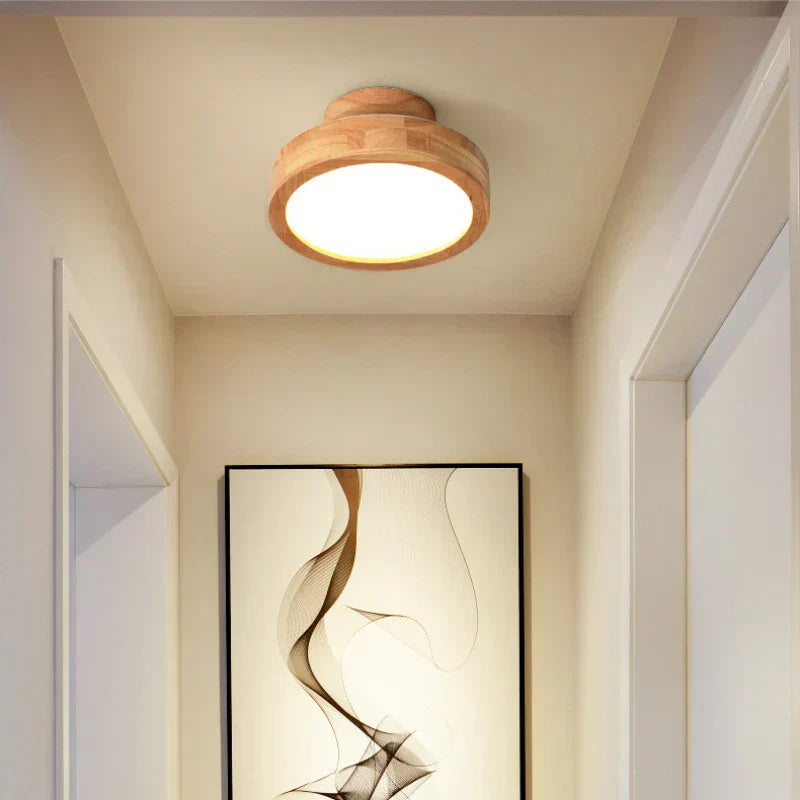 Nordic Glow - Round Scandinavian Solid Wood Ceiling Lamp