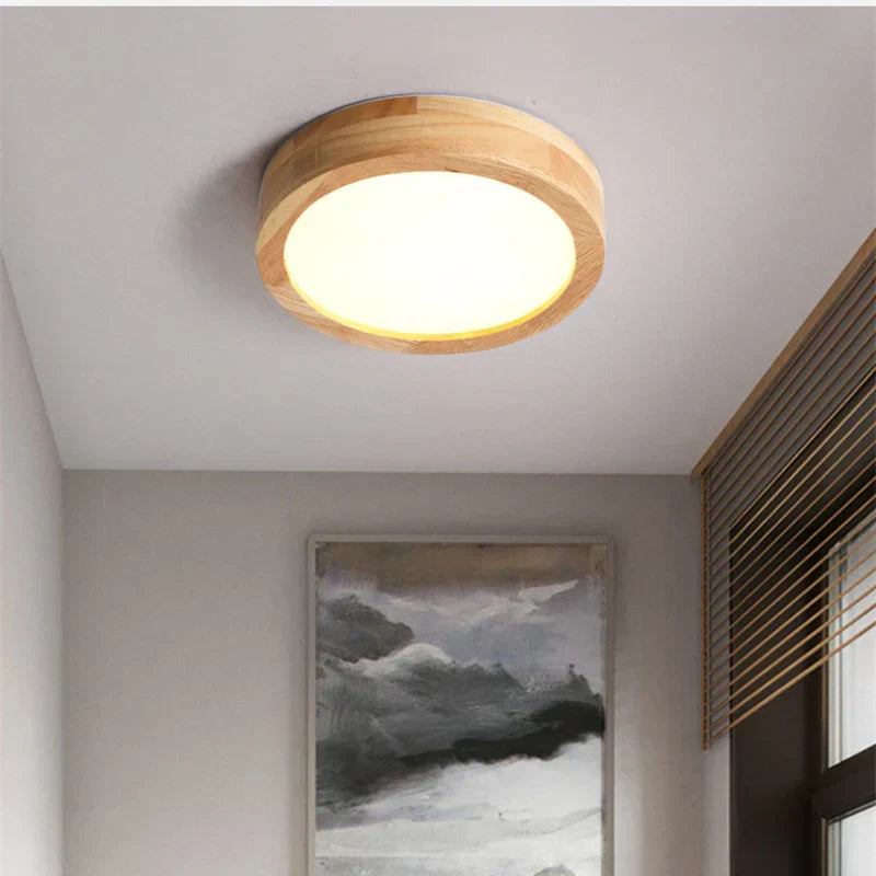 Nordic Glow - Round Scandinavian Solid Wood Ceiling Lamp