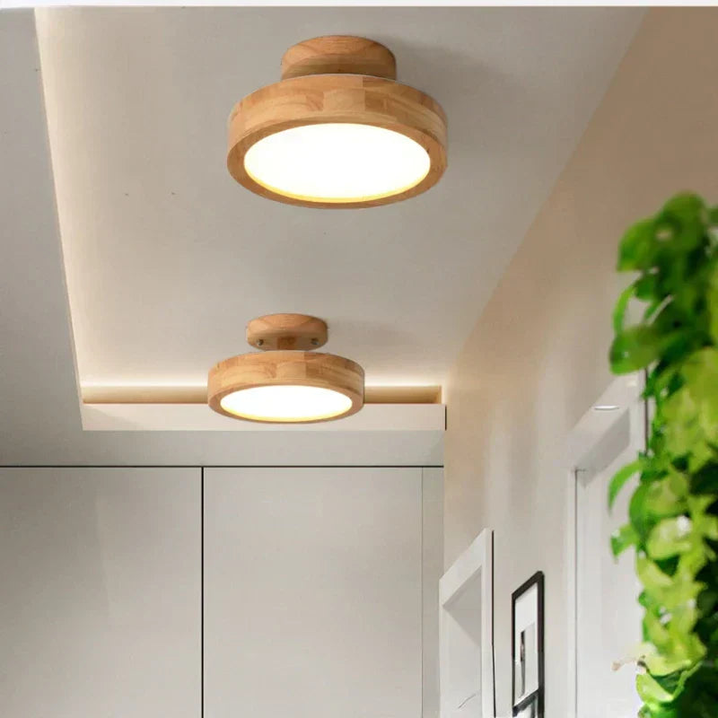 Nordic Glow - Round Scandinavian Solid Wood Ceiling Lamp