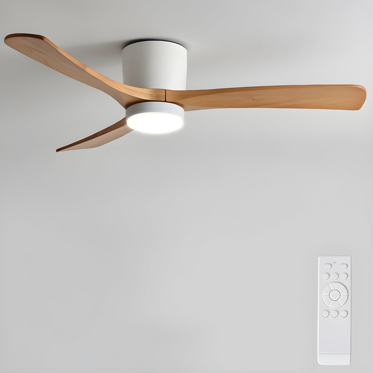 Nordic Wooden Ceiling Fan Light 42/48 Inch with LED for Living Room & Bedroom Lighting