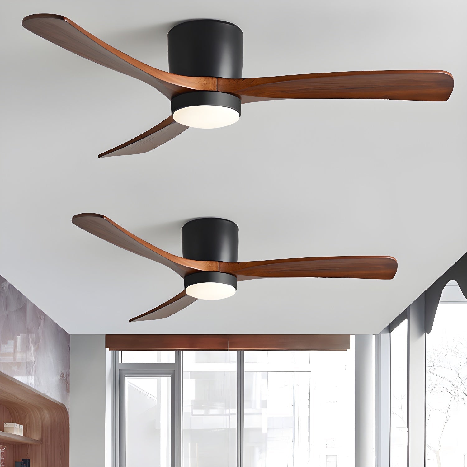 Nordic Wooden Ceiling Fan Light 42/48 Inch with LED for Living Room & Bedroom Lighting