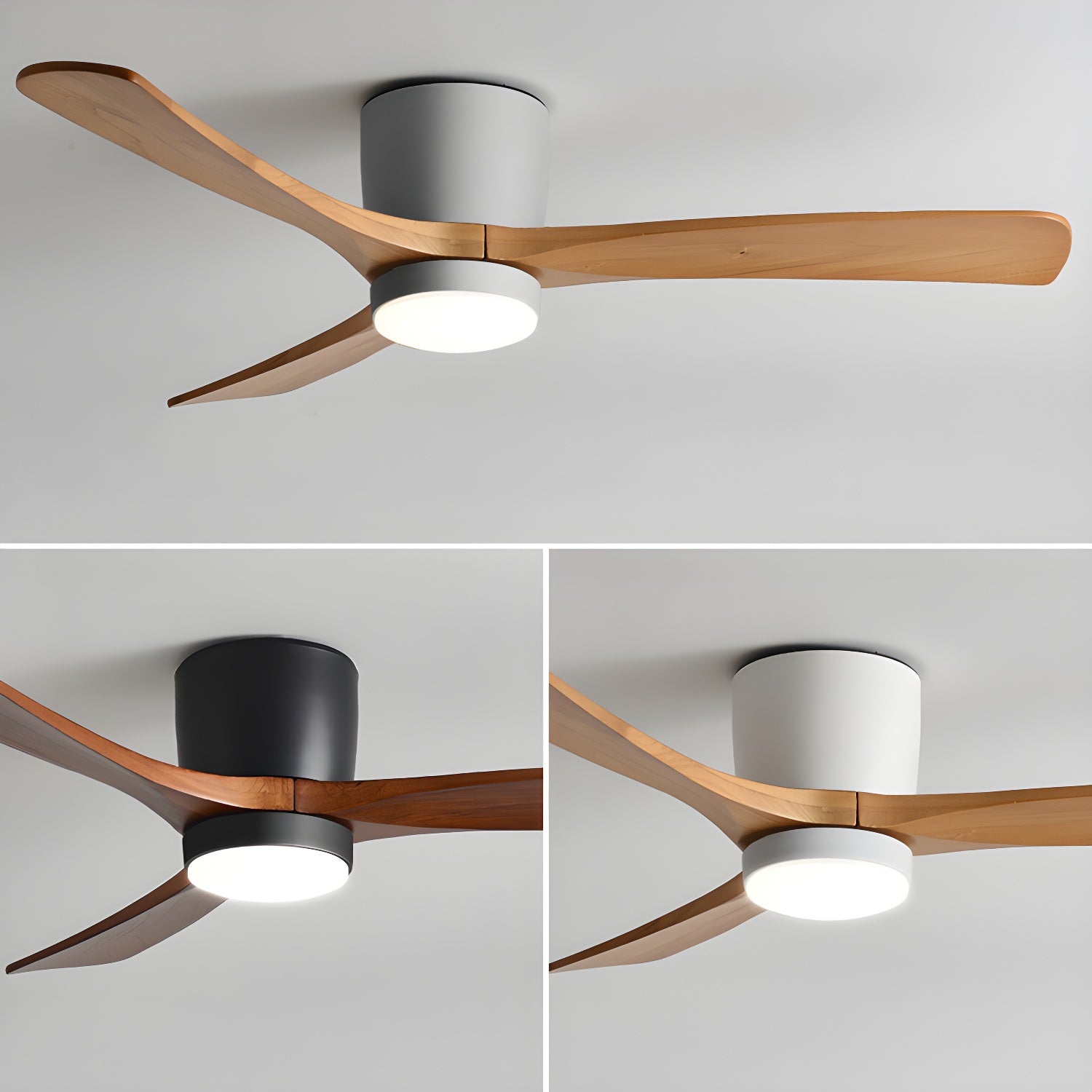 Nordic Wooden Ceiling Fan Light 42/48 Inch with LED for Living Room & Bedroom Lighting