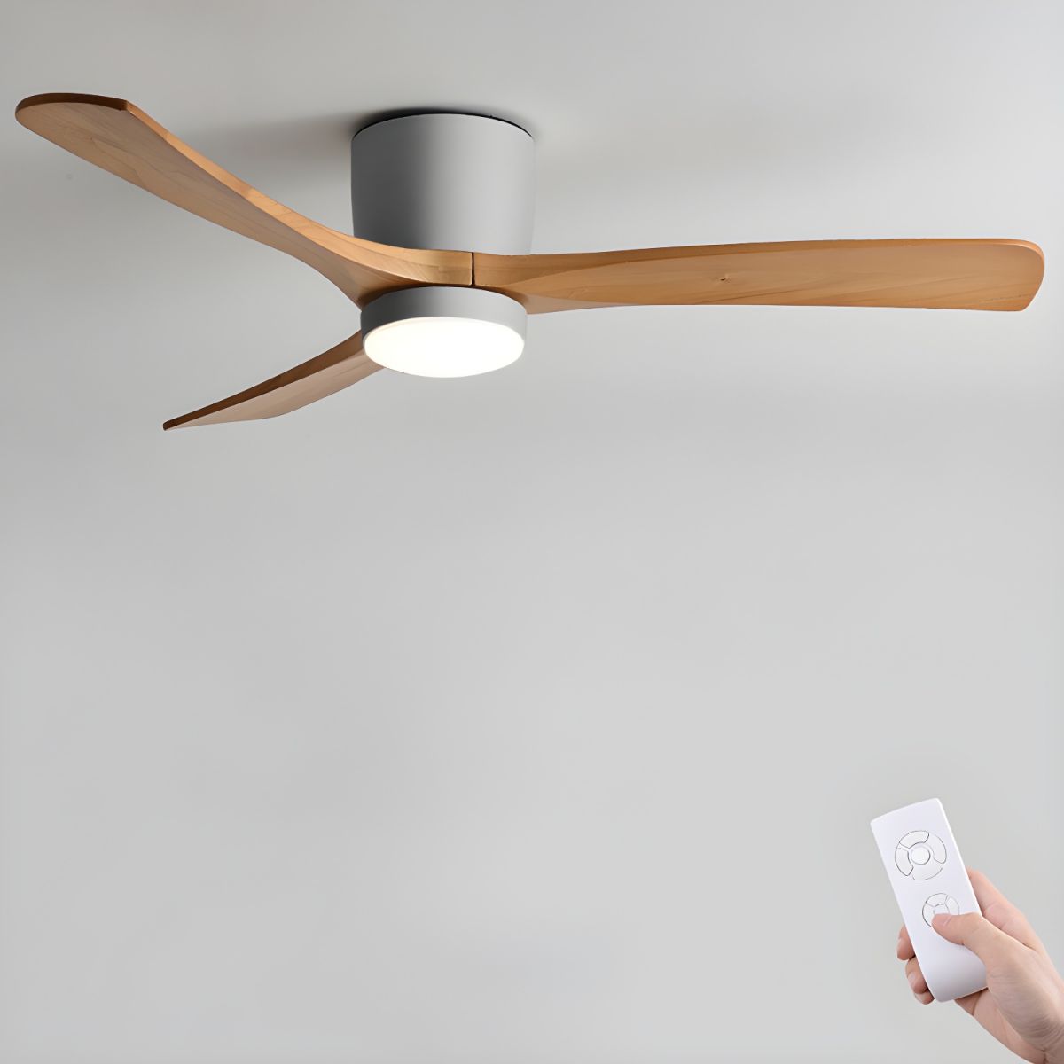 Nordic Wooden Ceiling Fan Light 42/48 Inch with LED for Living Room & Bedroom Lighting