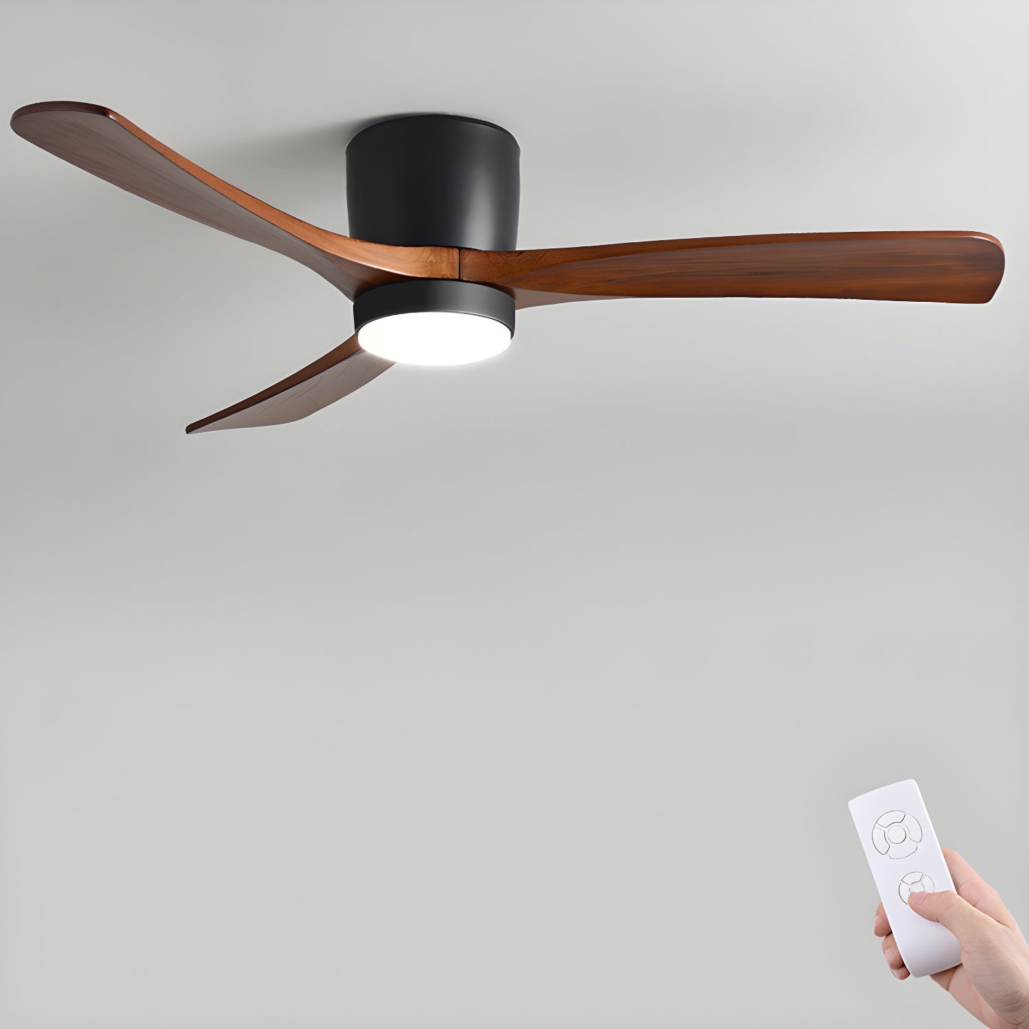 Nordic Wooden Ceiling Fan Light 42/48 Inch with LED for Living Room & Bedroom Lighting