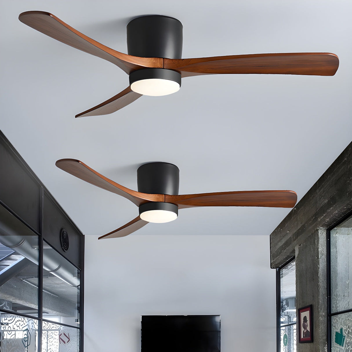 Nordic Wooden Ceiling Fan Light 42/48 Inch with LED for Living Room & Bedroom Lighting