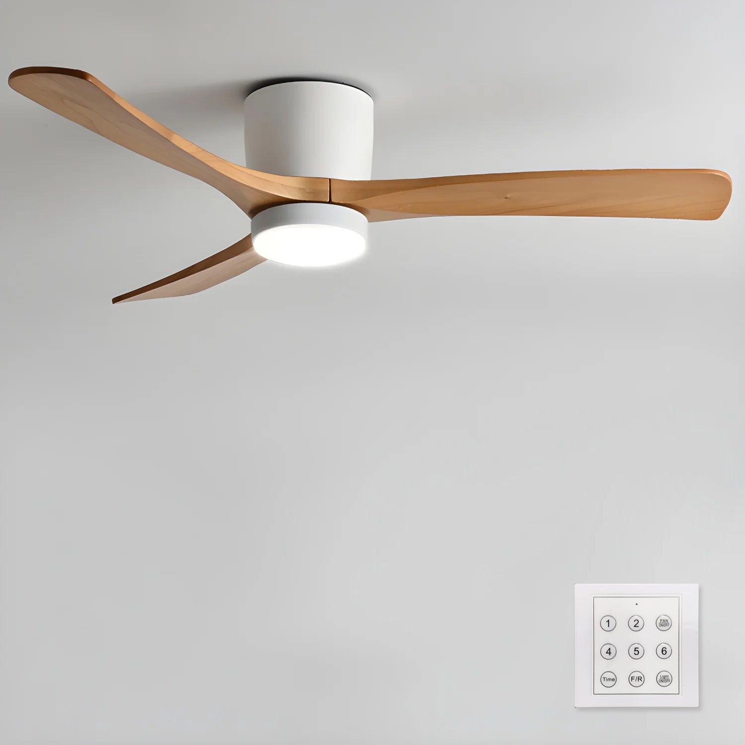 Nordic Wooden Ceiling Fan Light 42/48 Inch with LED for Living Room & Bedroom Lighting