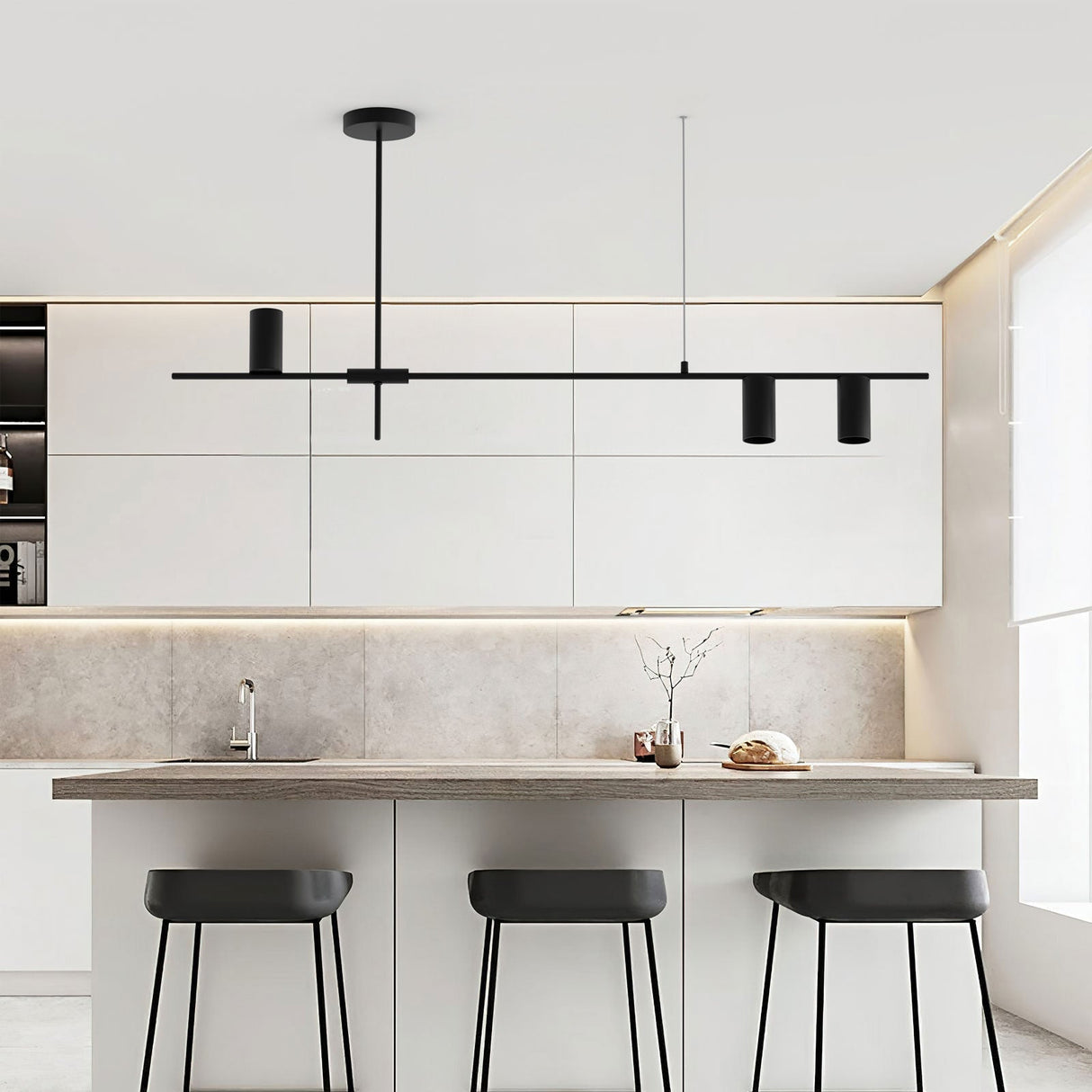 LED Long Linear Chandelier - Modern Design with Adjustable Height for Dining Room & Kitchen Lighting