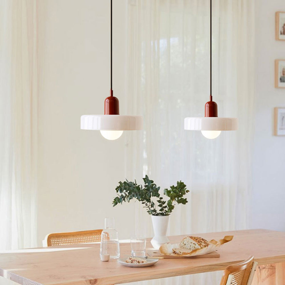 Bauhaus Pendant Light | Colored Glass, Adjustable Height & Ideal for Dining Rooms and Modern Interiors