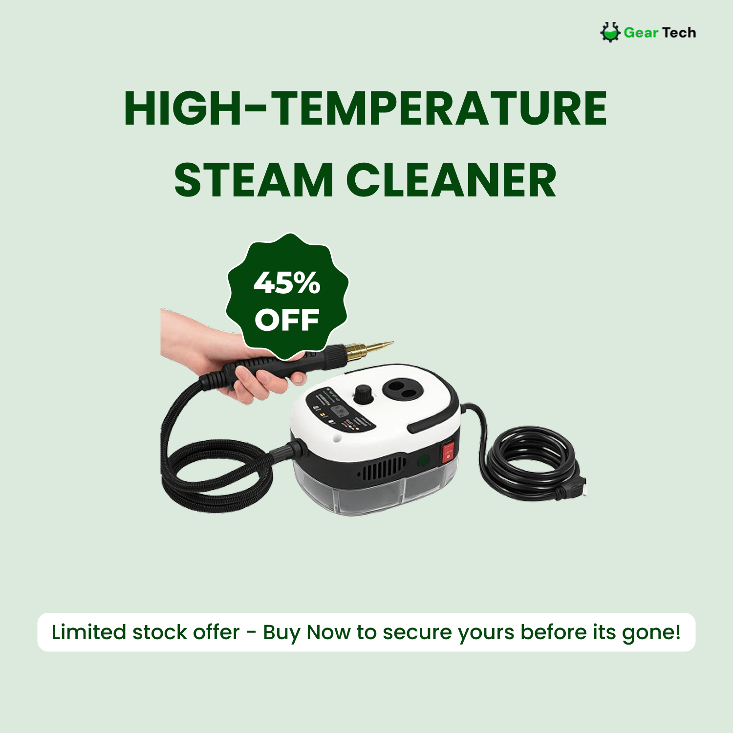 High-Temperature Steam Cleaner | Variable Steam Control, Large Capacity & Safe for Home, Kitchen & Car Cleaning