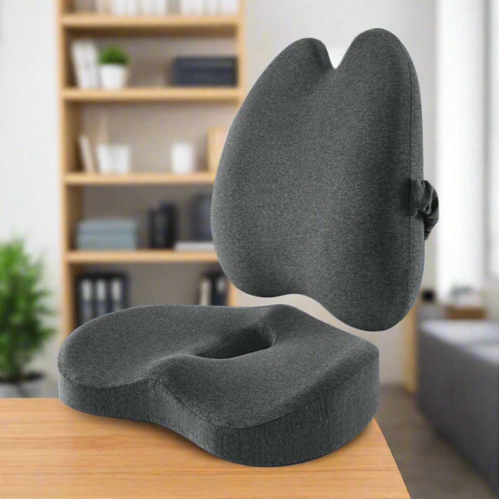 Orthopedic Comfort Cushion Set for Pain Relief & Posture Support - Seat & Back Cushions for Office Workers, Seniors & Pregnant Women