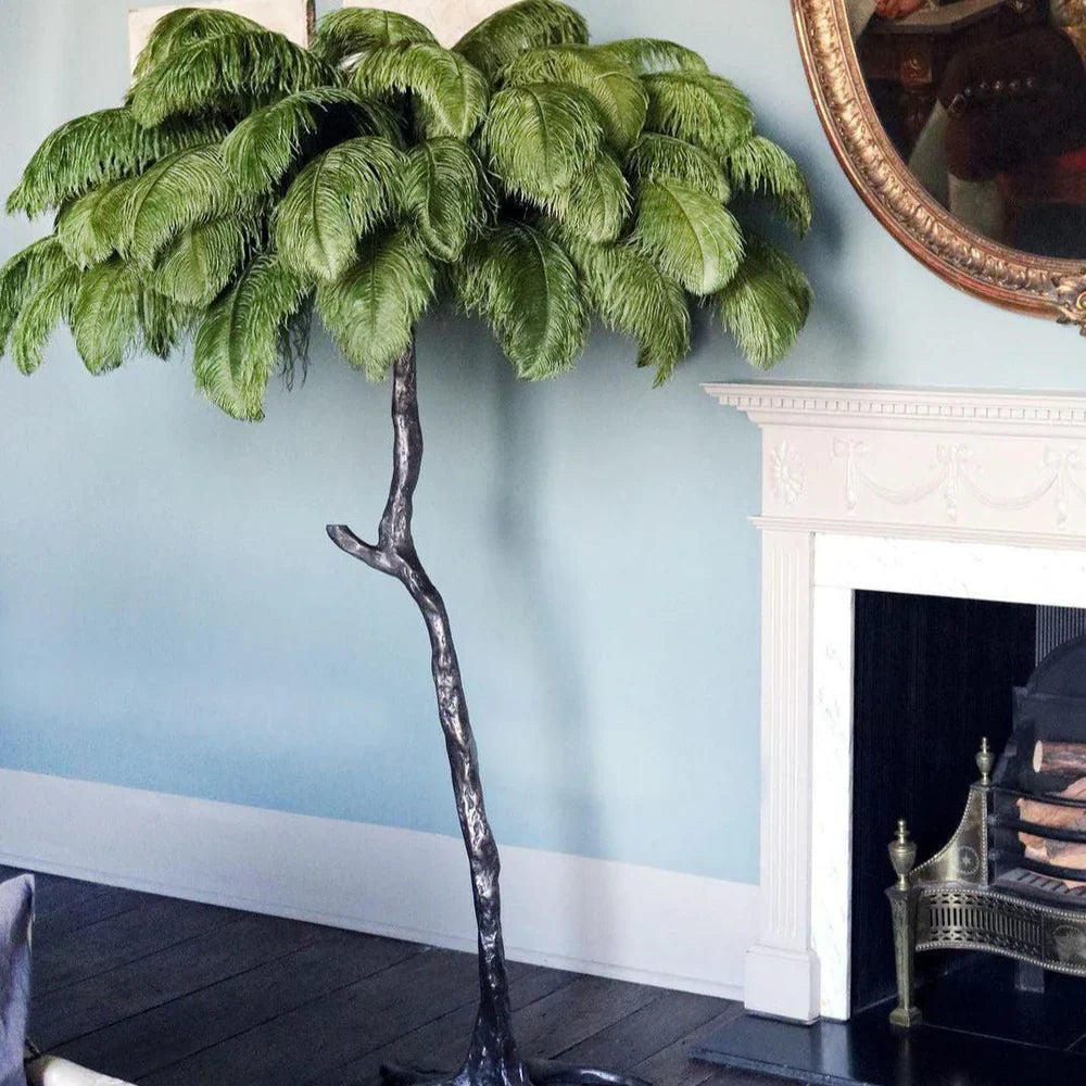 LED Ostrich Feather Floor Lamp - Adjustable Height with Soft Lighting for Living Room & Bedroom Decor